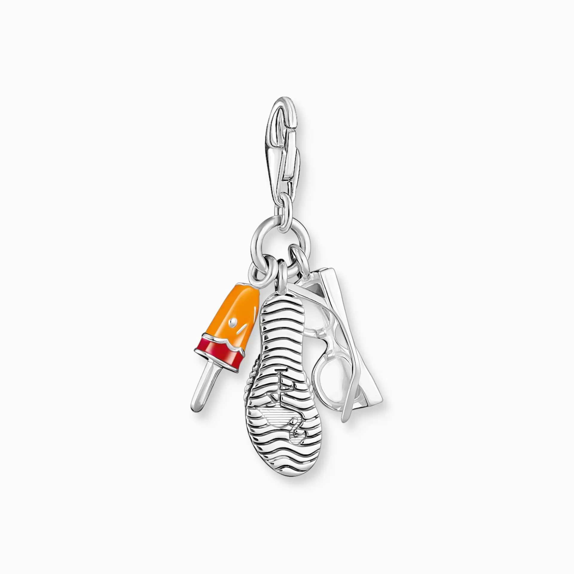 THOMAS SABO Charms | Charms<CHARM-H&AUML;NGSMYCKE SOLGLAS&OUML;GON, FLIP-FLOPS OCH GLASSPINNE SILVER grön, orange, rosa, röd, silverfargad, turkos, vit