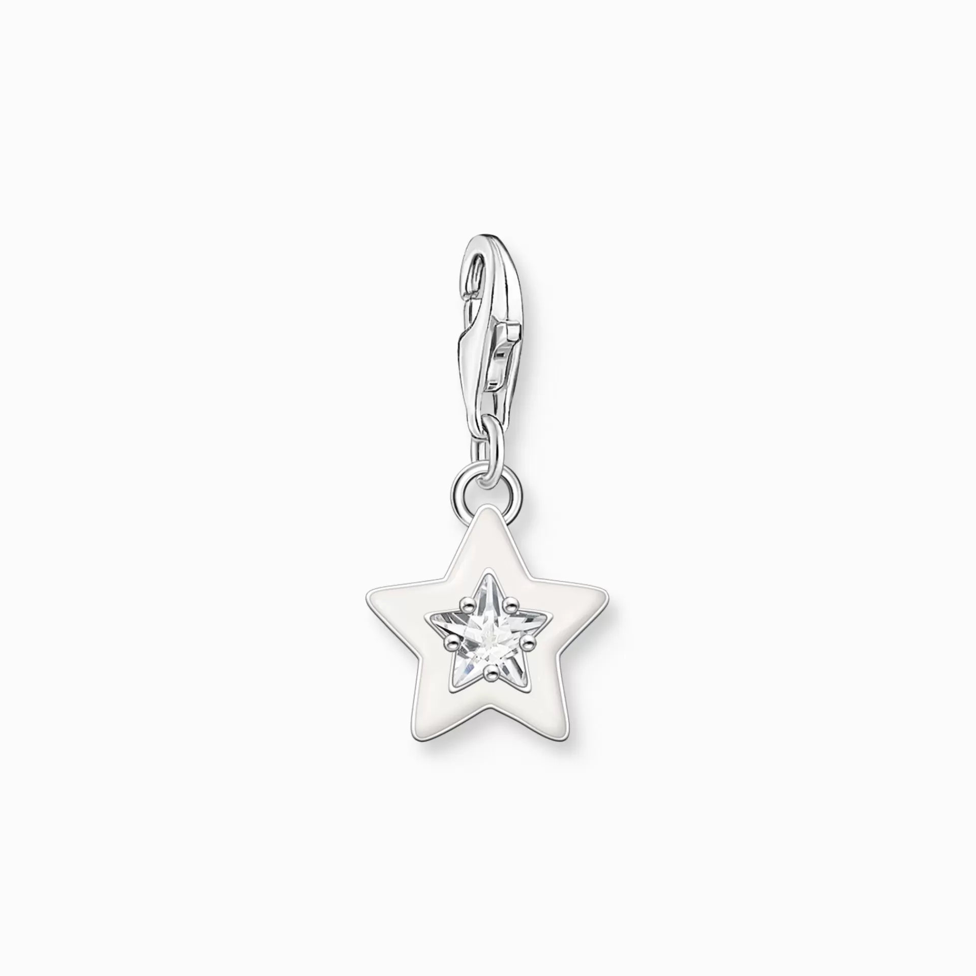 THOMAS SABO Charms | Charms<CHARM-H&AUML;NGSMYCKE STJ&AUML;RNA MED VITA STENAR OCH VIT KALLEMALJ SILVER silverfargad, vit