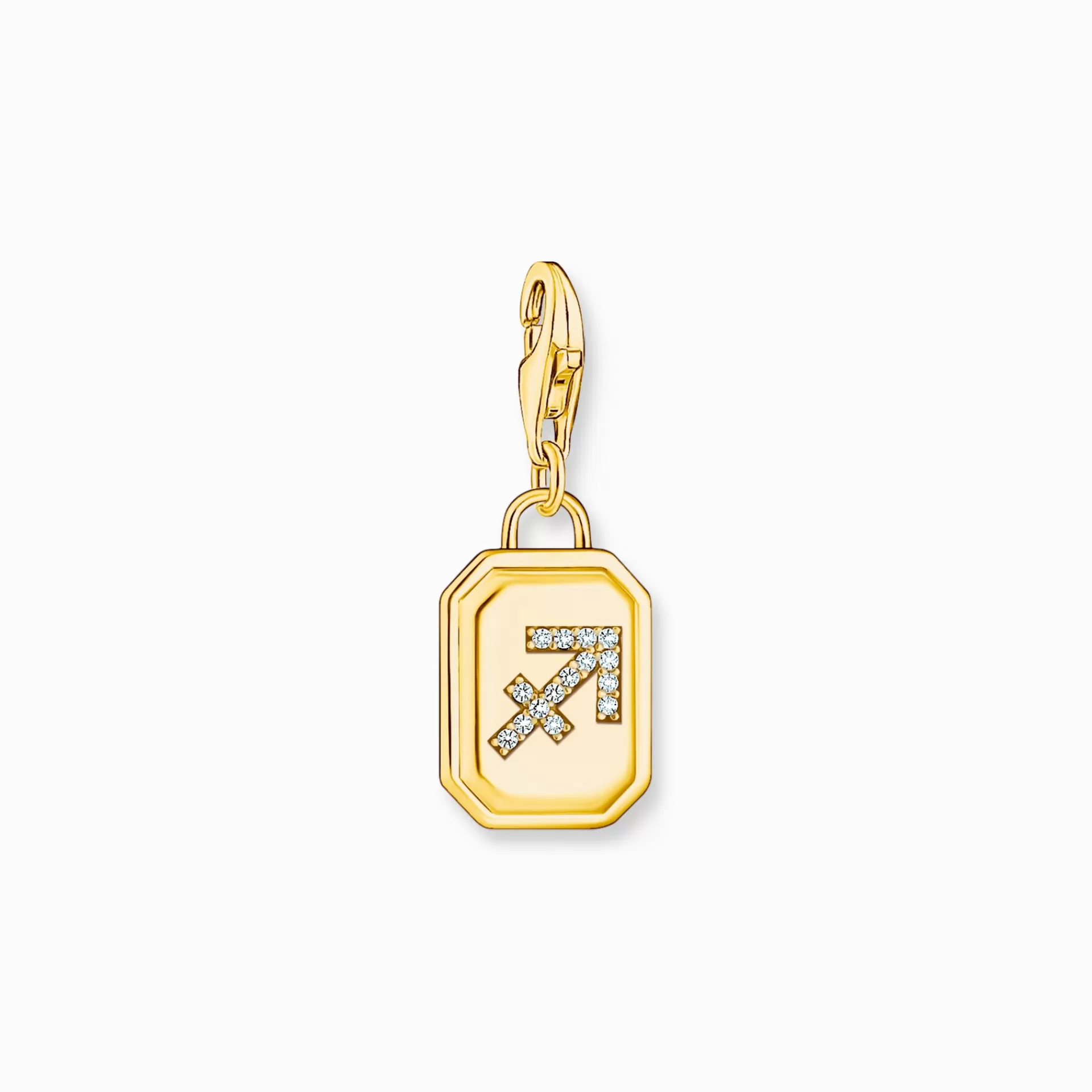 THOMAS SABO Charms | Charms<CHARM-H&AUML;NGSMYCKE STJ&AUML;RNTECKNET SKYTTEN MED STENAR, PL&AUML;TERAT gult guldfargad, vit