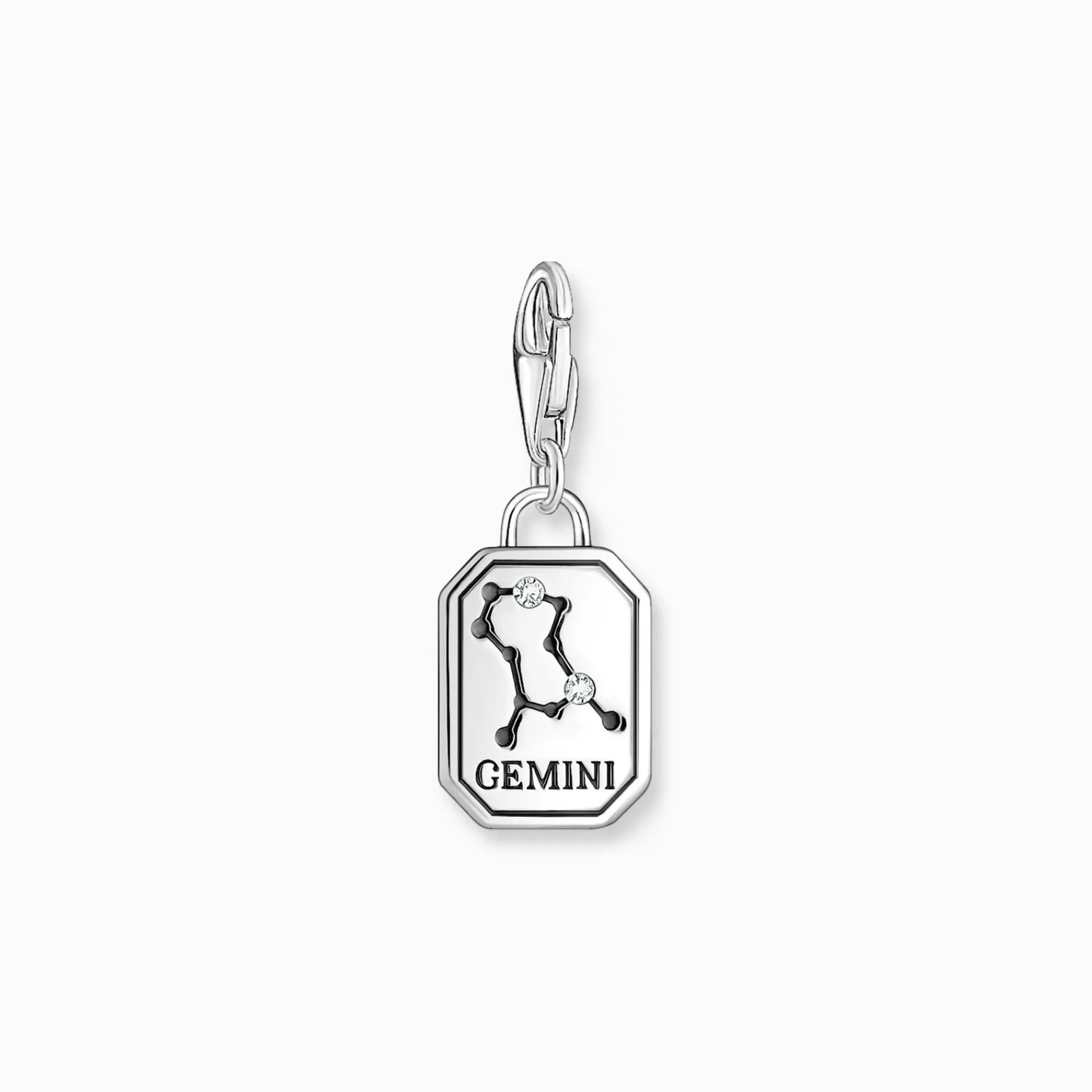 THOMAS SABO Charms | Charms<CHARM-H&AUML;NGSMYCKE STJ&AUML;RNTECKNET TVILLINGARNA MED STENAR, SILVER silverfargad, vit