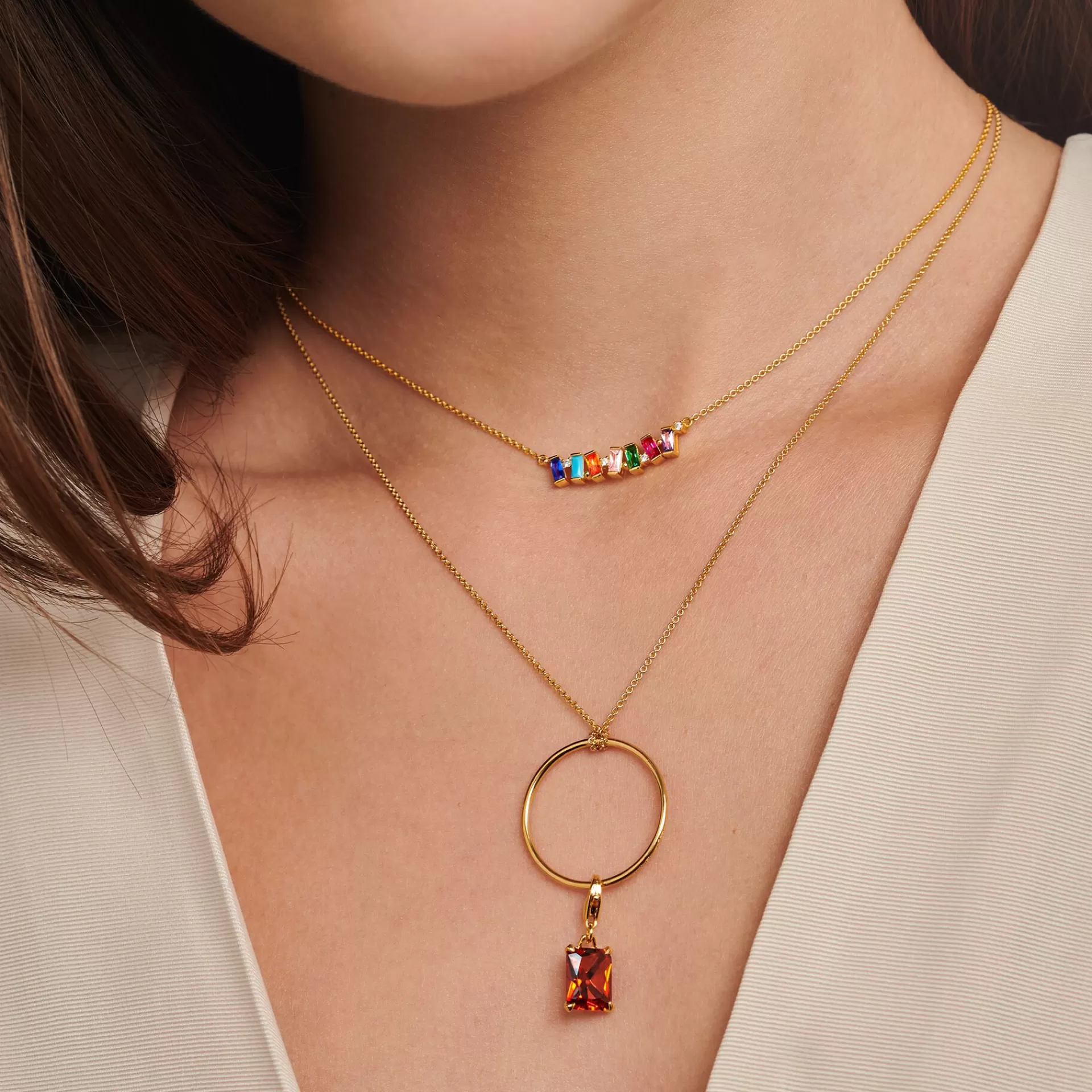 THOMAS SABO Charms | Charms<CHARM-H&AUML;NGSMYCKE STOR STEN ORANGE gult guldfargad, gul