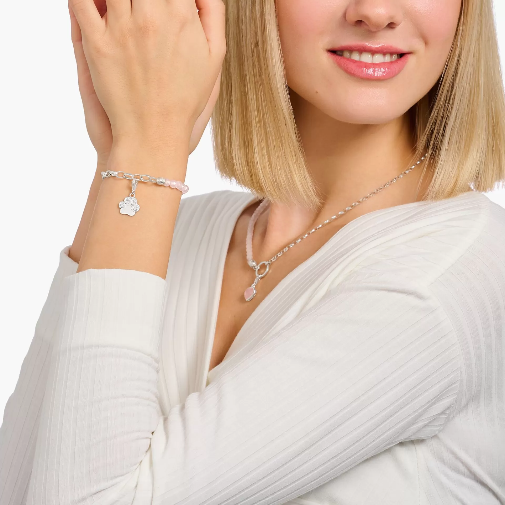 THOMAS SABO Charms | Charms<CHARM-H&AUML;NGSMYCKE TASSAVTRYCK silverfargad, vit