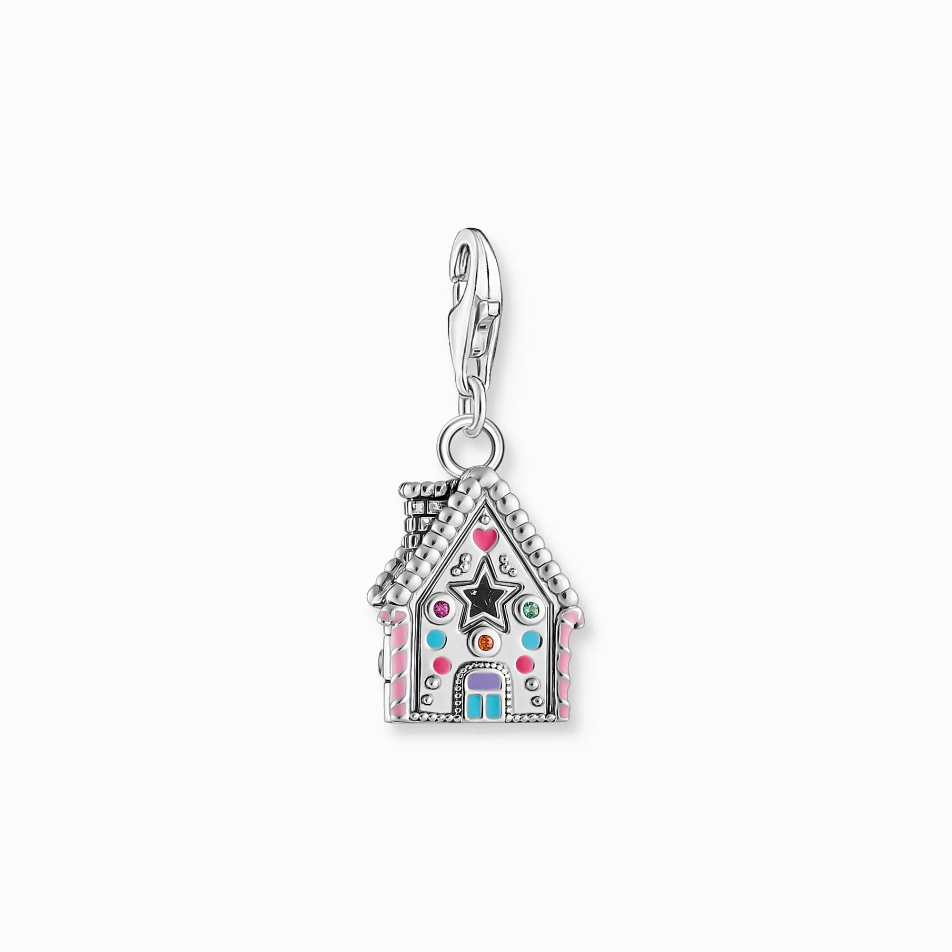 THOMAS SABO Charms | Charms<CHARM-H&AUML;NGSMYCKEI FORM AV ETT PEPPARKAKSHUS MED M&ARING;NGA DETALJER, SILVER violett, blå, gul, rosa, silverfargad, gult guldfargad, vit, orange, röd