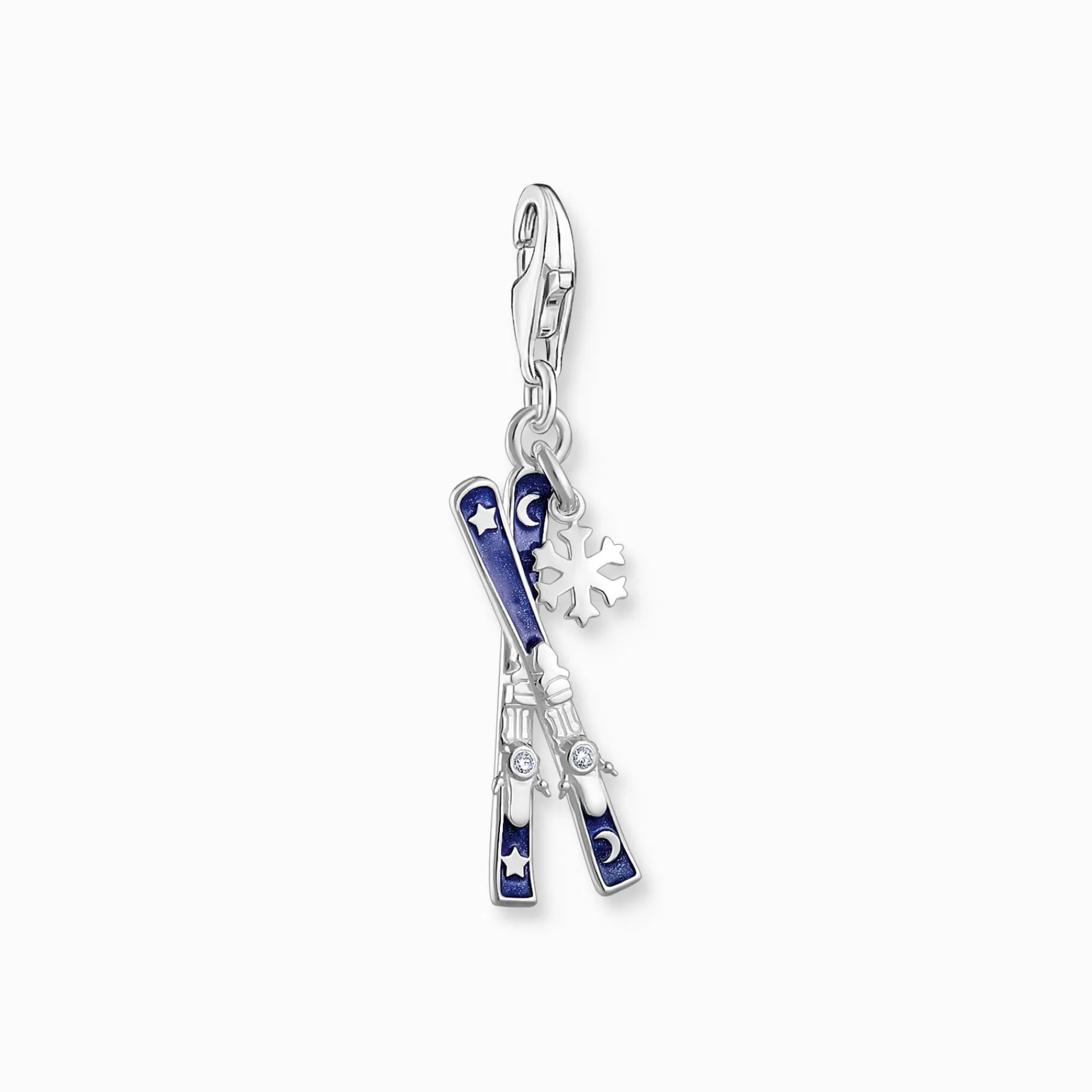 THOMAS SABO Charms | Charms<CHARM-H&AUML;NGSMYCKEI FORM AV TV&ARING; SKIDOR MED SN&OUML;FLINGA-H&AUML;NGE, SILVER silverfargad, vit, mörkblå