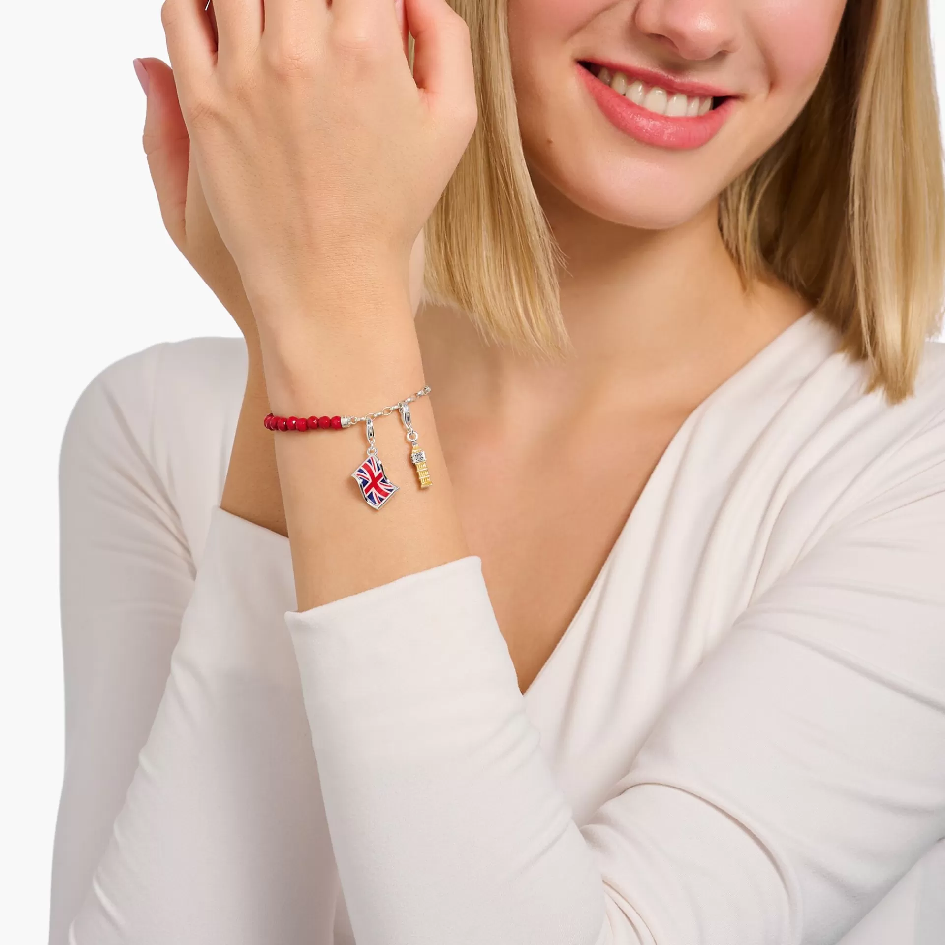 THOMAS SABO Charms | Charms<CHARM-H&AUML;NGSMYCKET LONDON UK-FLAGGA, SILVER blå, röd, silverfargad
