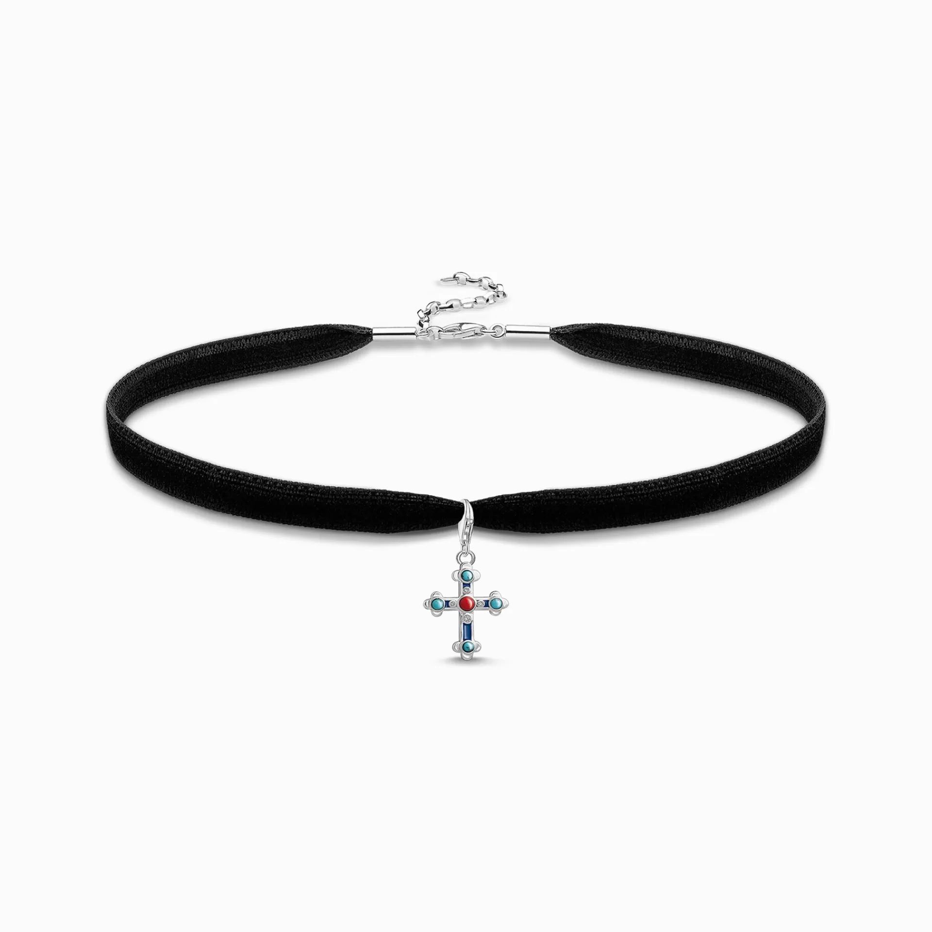 THOMAS SABO Halsband<CHOKER ETNO-KORS blå, röd, silverfargad, turkos, vit