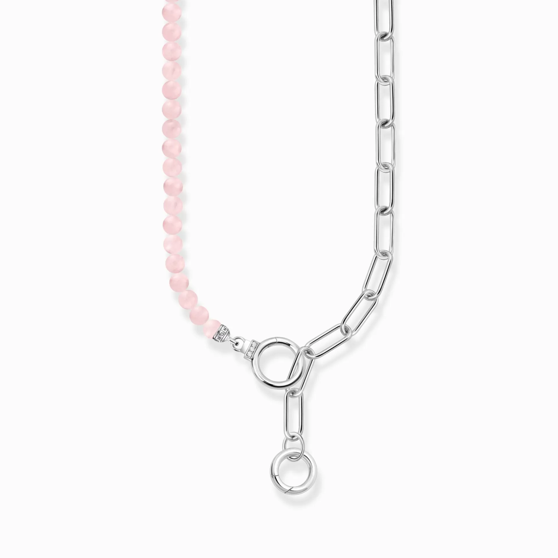 THOMAS SABO Halsband | Återvunnet 925 silver<COLLIER MED L&AUML;NKKEDJA OCH ROSA P&AUML;RLOR - SILVER silverfargad, vit, rosa