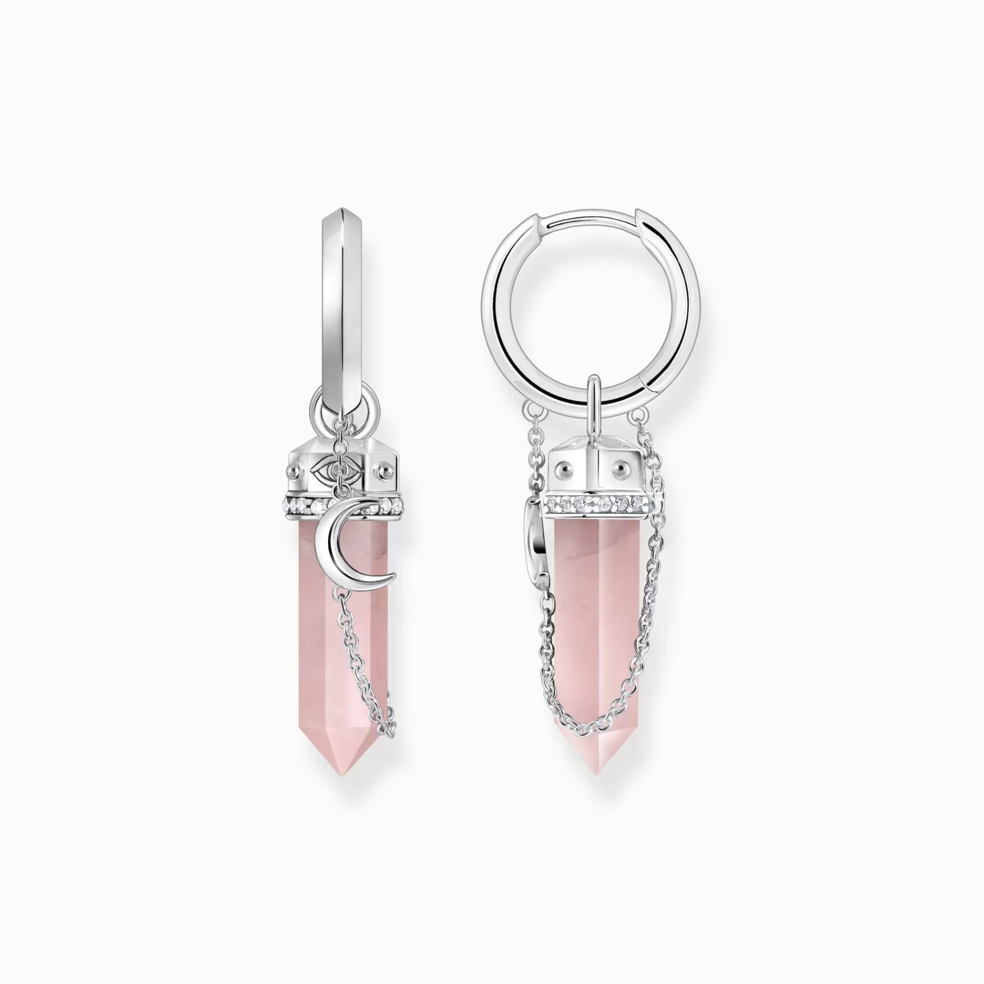 THOMAS SABO Creoler | Återvunnet 925 silver<CREOLER MED ROSA H&AUML;NGSMYCKE MED KRISTALL OCH SYMBOLER - SILVER silverfargad, vit, rosa
