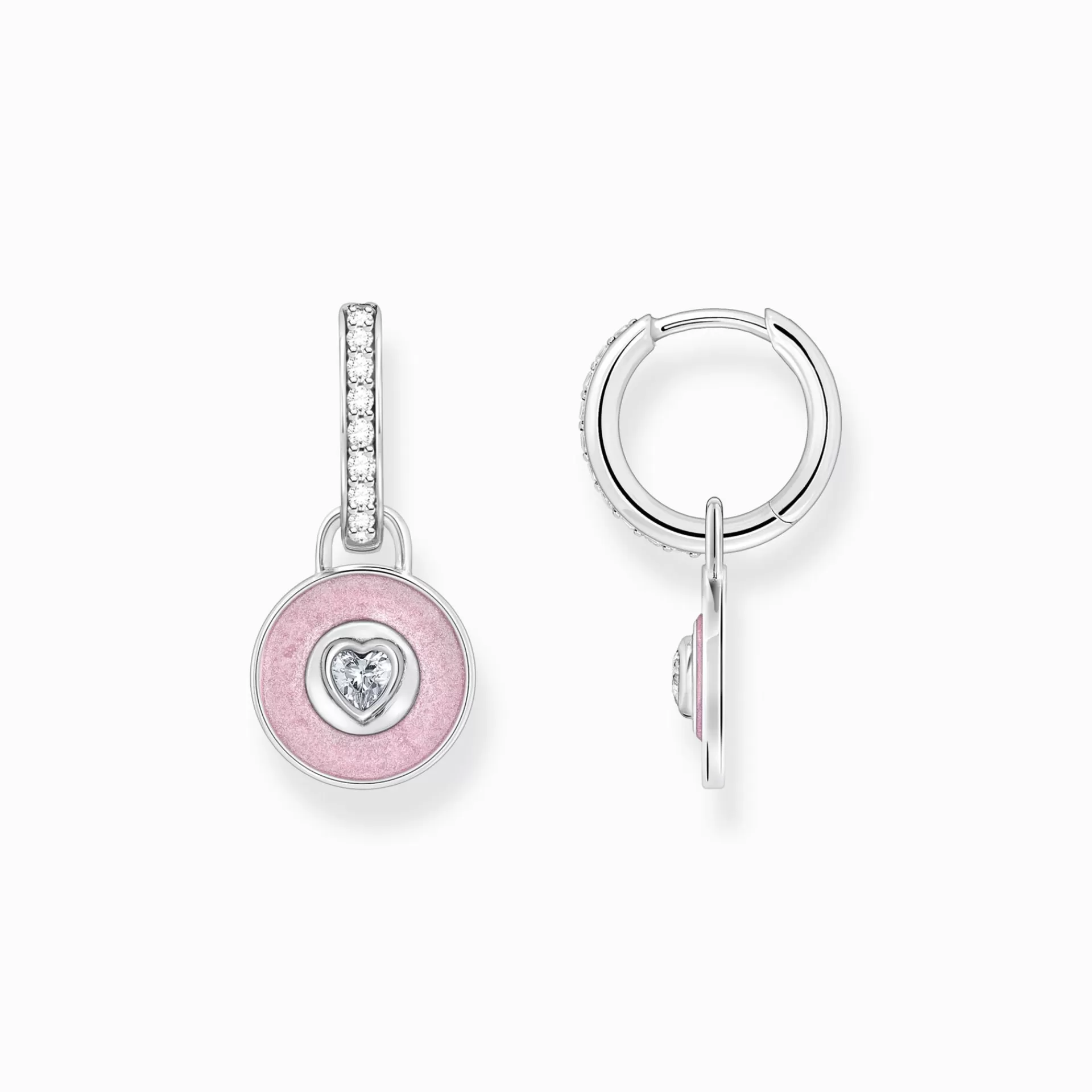 THOMAS SABO Creoler | Återvunnet 925 silver<CREOLER MED ROSA H&AUML;NGSMYCKE OCH ZIRKONIADEKOR - SILVER silverfargad, vit, rosa