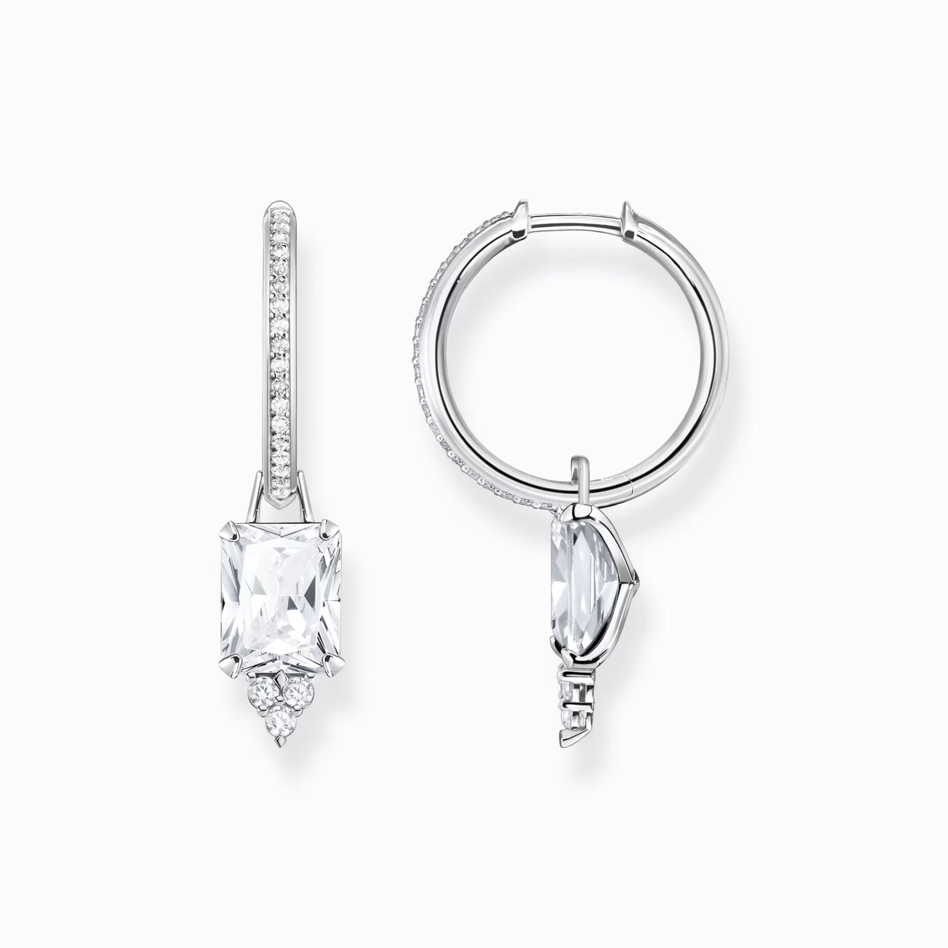 THOMAS SABO Creoler | Återvunnet 925 silver<CREOL&OUML;RH&AUML;NGEN MED VITA STENAR SILVER silverfargad, vit