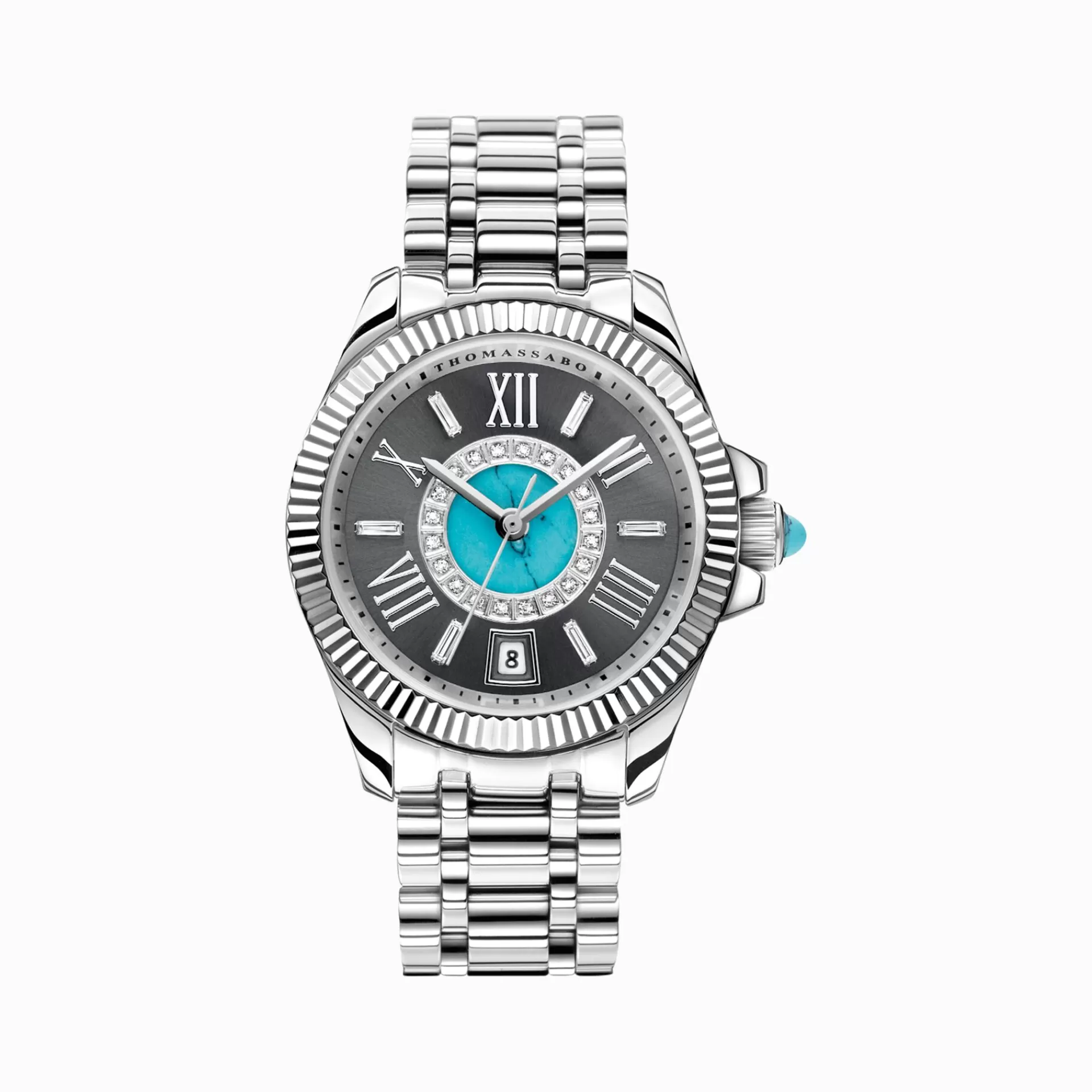 THOMAS SABO Klockor | Klockor för damer<DAMKLOCKA MYSTIC ISLAND MED VITA STENAR OCH IMITERAD TURKOS SILVERF&AUML;RGAD silverfargad, turkos