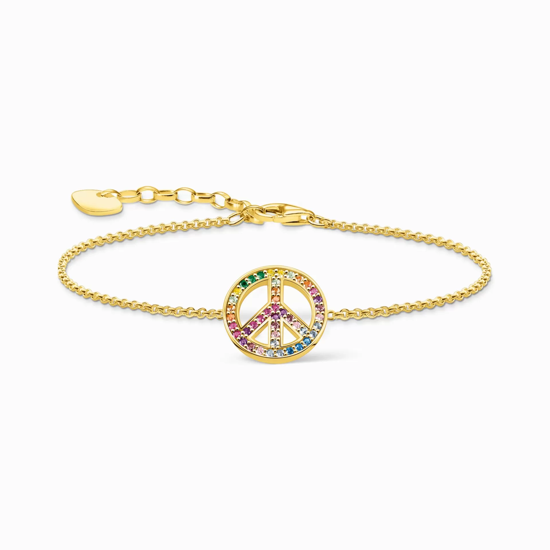 THOMAS SABO Armband | 18K plätering<F&OUML;RGYLLT ARMBAND MED FREDSTECKEN OCH F&AUML;RGGLADA STENAR gult guldfargad, grön, blå, ljusblå, violett, rosa, guld, orange, brun, röd, ljusgrön