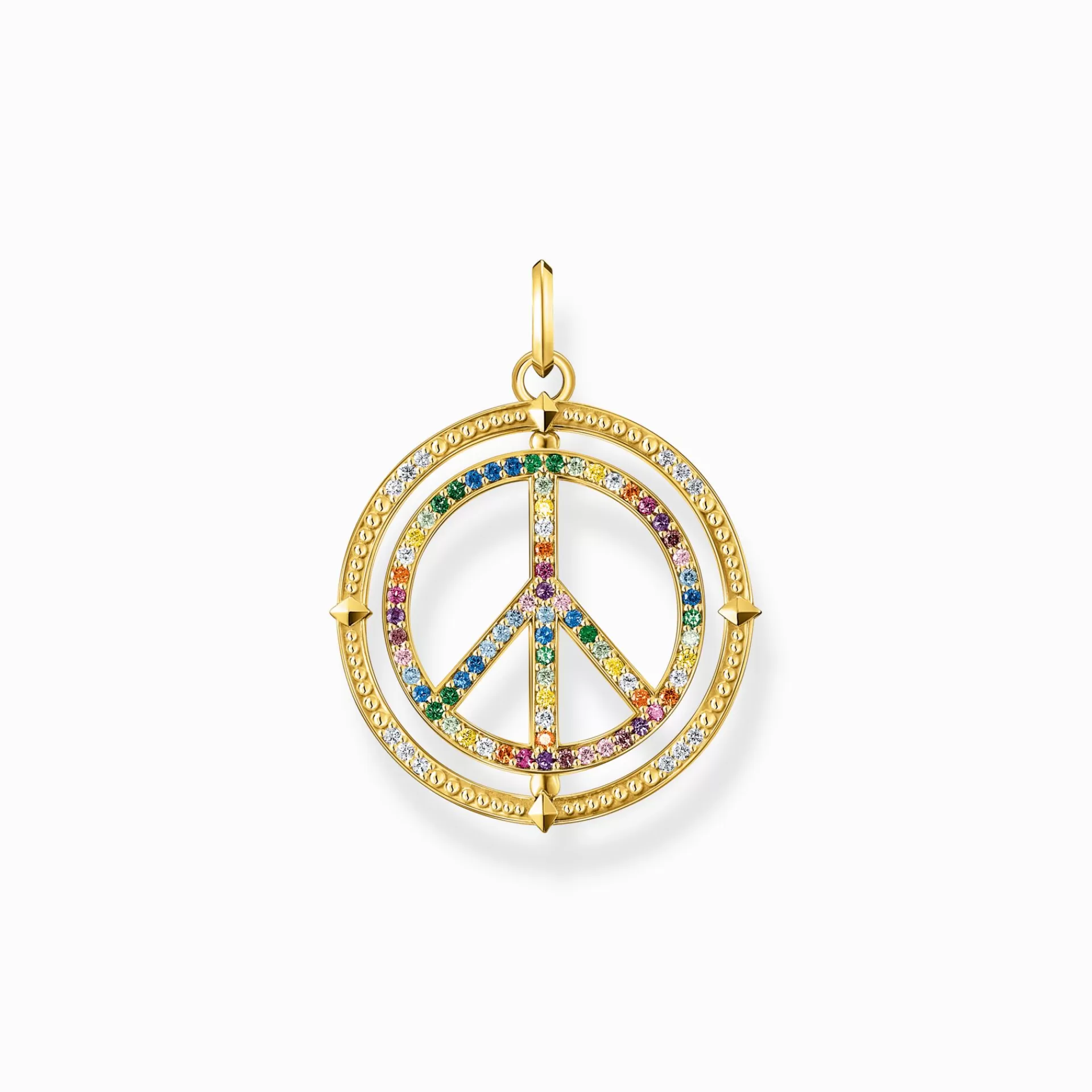 THOMAS SABO Hängsmycken | 18K plätering<F&OUML;RGYLLT H&AUML;NGE MED FREDSTECKEN OCH F&AUML;RGGLADA STENAR gult guldfargad, ljusblå, blå, grön, ljusgrön, guld, brun, orange, röd, violett, vit, rosa