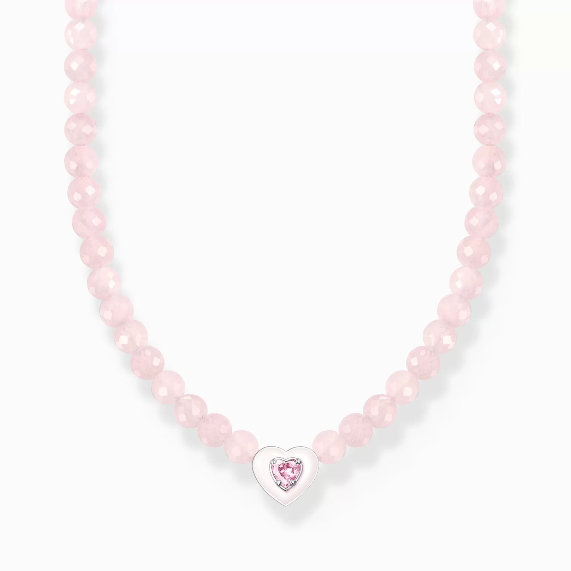 THOMAS SABO Halsband | Återvunnet 925 silver<GARGANTILLA HJ&AUML;RTA MED ROSENKVARTS BEADS silverfargad, rosa