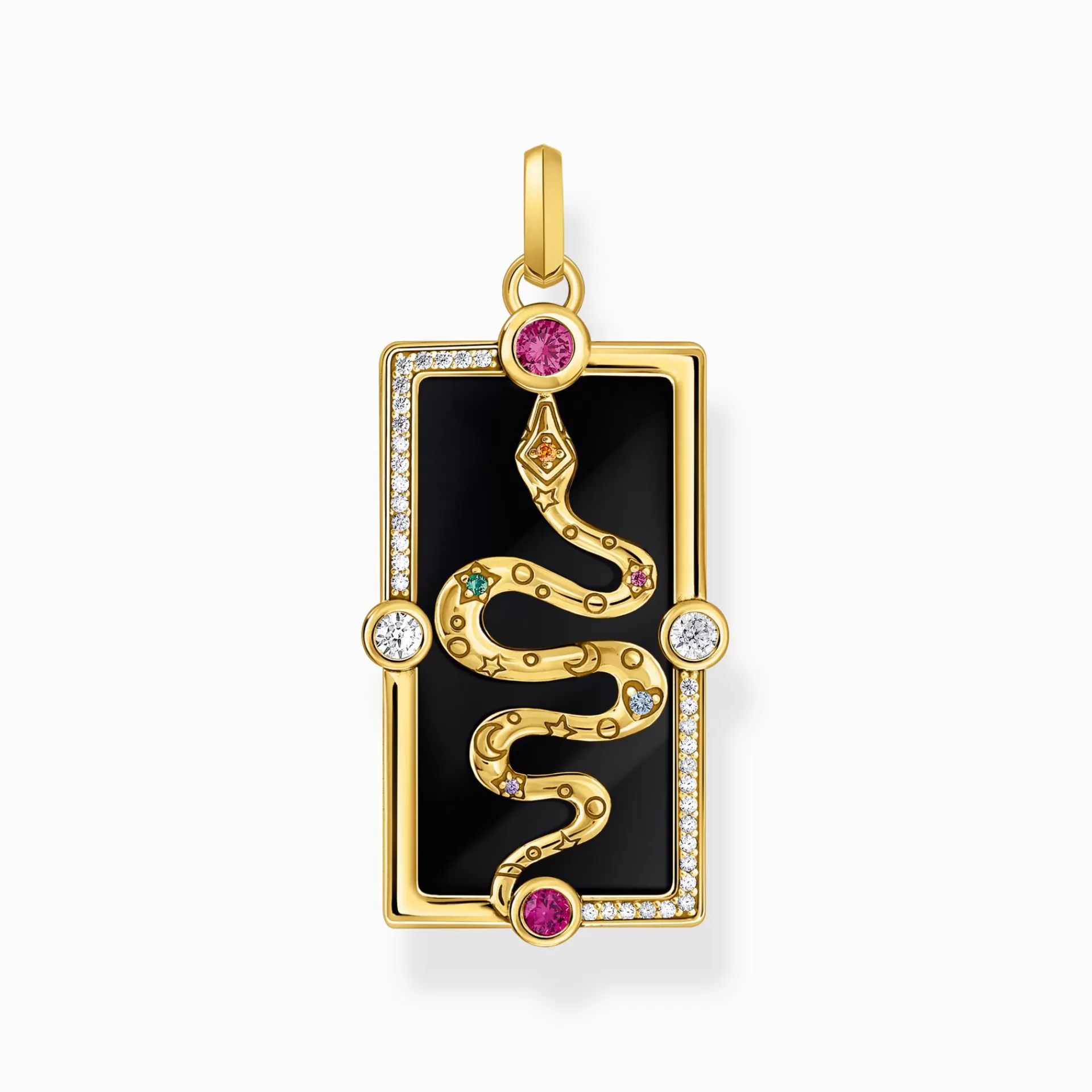 THOMAS SABO Hängsmycken | 18K plätering<GULDPL&AUML;TERAT HALSBANDSH&AUML;NGE I FORM AV EN ORM MED SVART KALLEMALJ gult guldfargad, vit, violett, blå, orange, grön, röd, svart