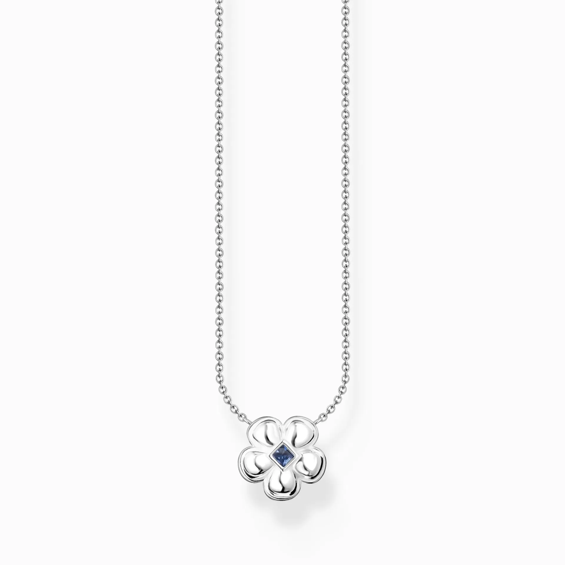 THOMAS SABO Halsband | Återvunnet 925 silver<HALSBAND BLOMMA MED BL&ARING; STEN SILVER silverfargad, ljusblå, mörkblå