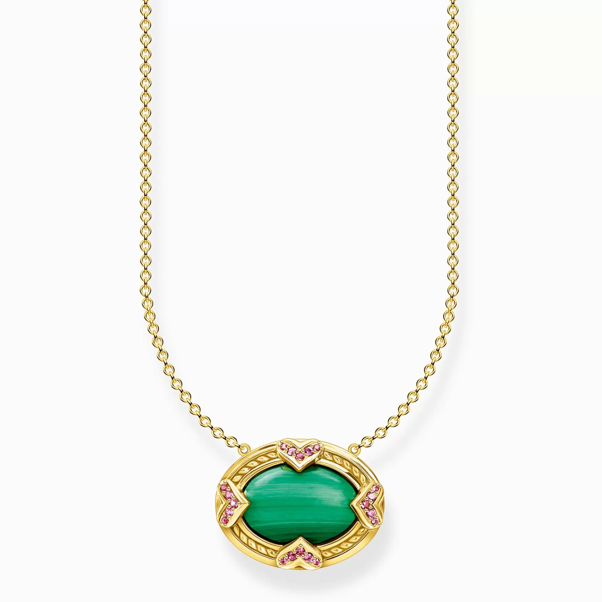 THOMAS SABO Halsband | 18K plätering<HALSBAND GR&OUML;N STEN GULD grön, gult guldfargad, röd
