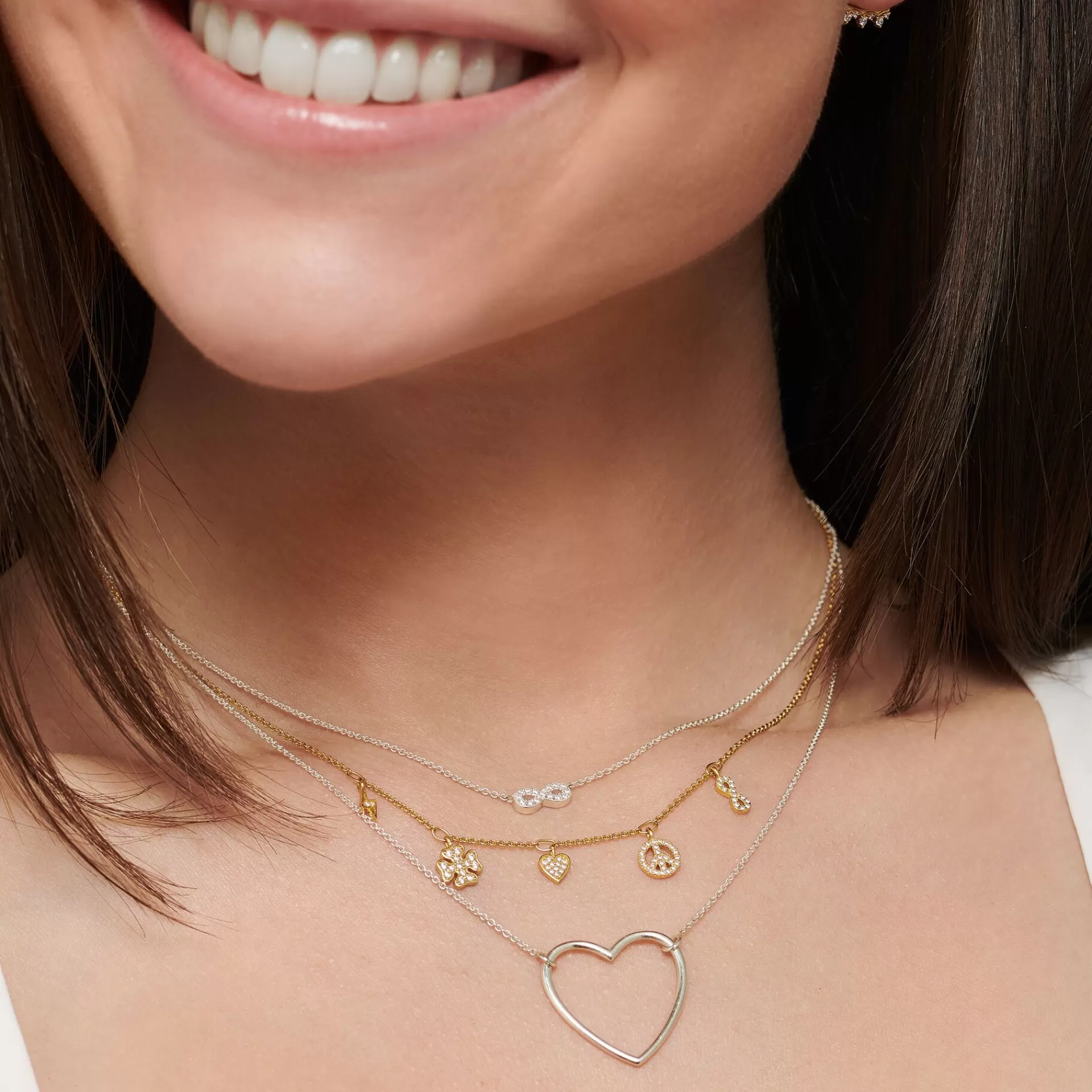 THOMAS SABO Halsband | Återvunnet 925 silver<HALSBAND INFINITY SILVER silverfargad, vit