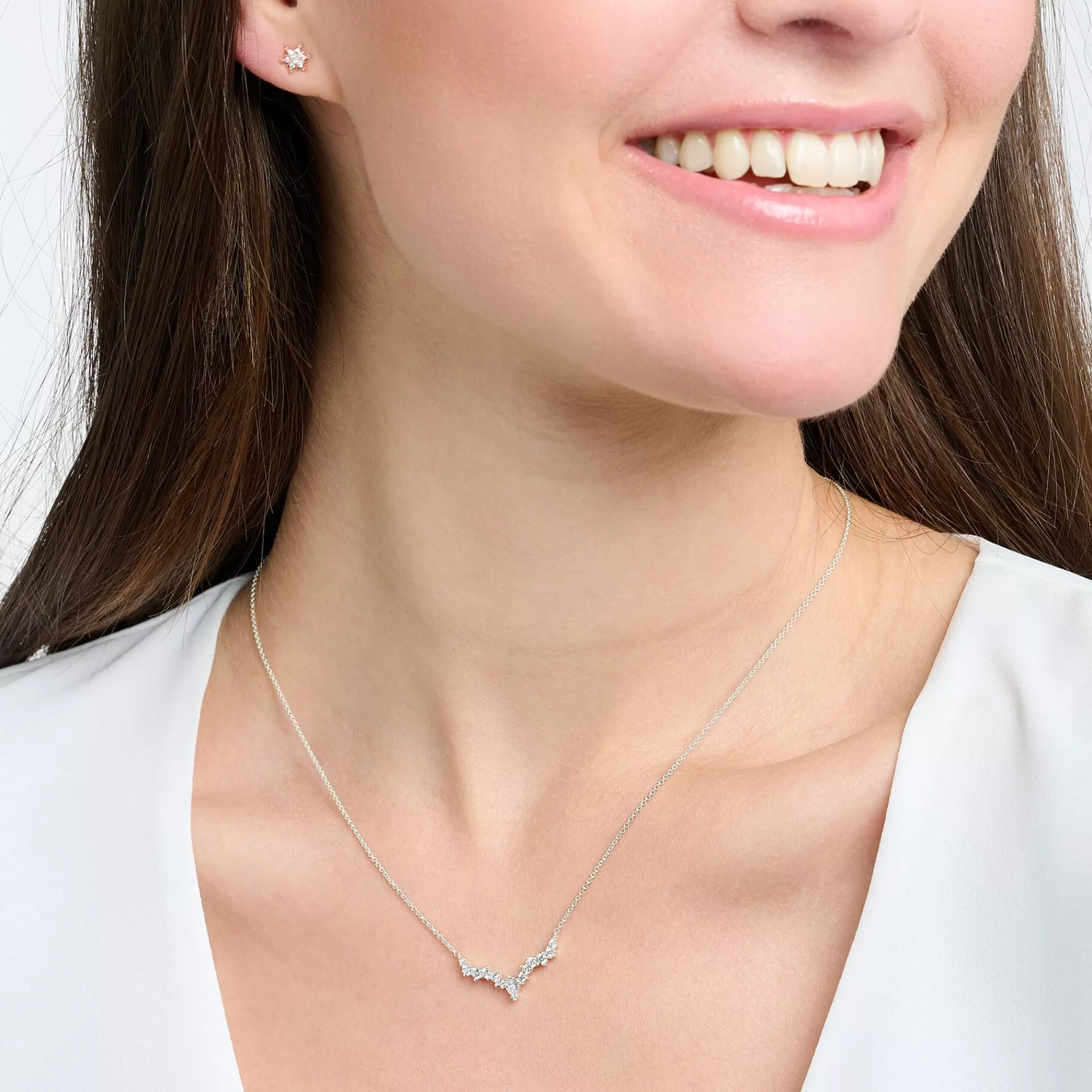 THOMAS SABO Halsband | Återvunnet 925 silver<HALSBAND ISKRISTALLER SILVER silverfargad, vit