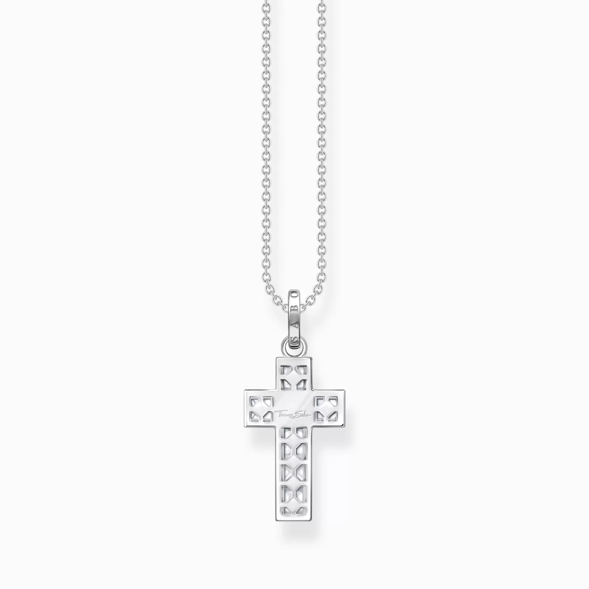 THOMAS SABO Halsband | Återvunnet 925 silver<HALSBAND KORS MED VITA STENAR SILVER silverfargad, vit