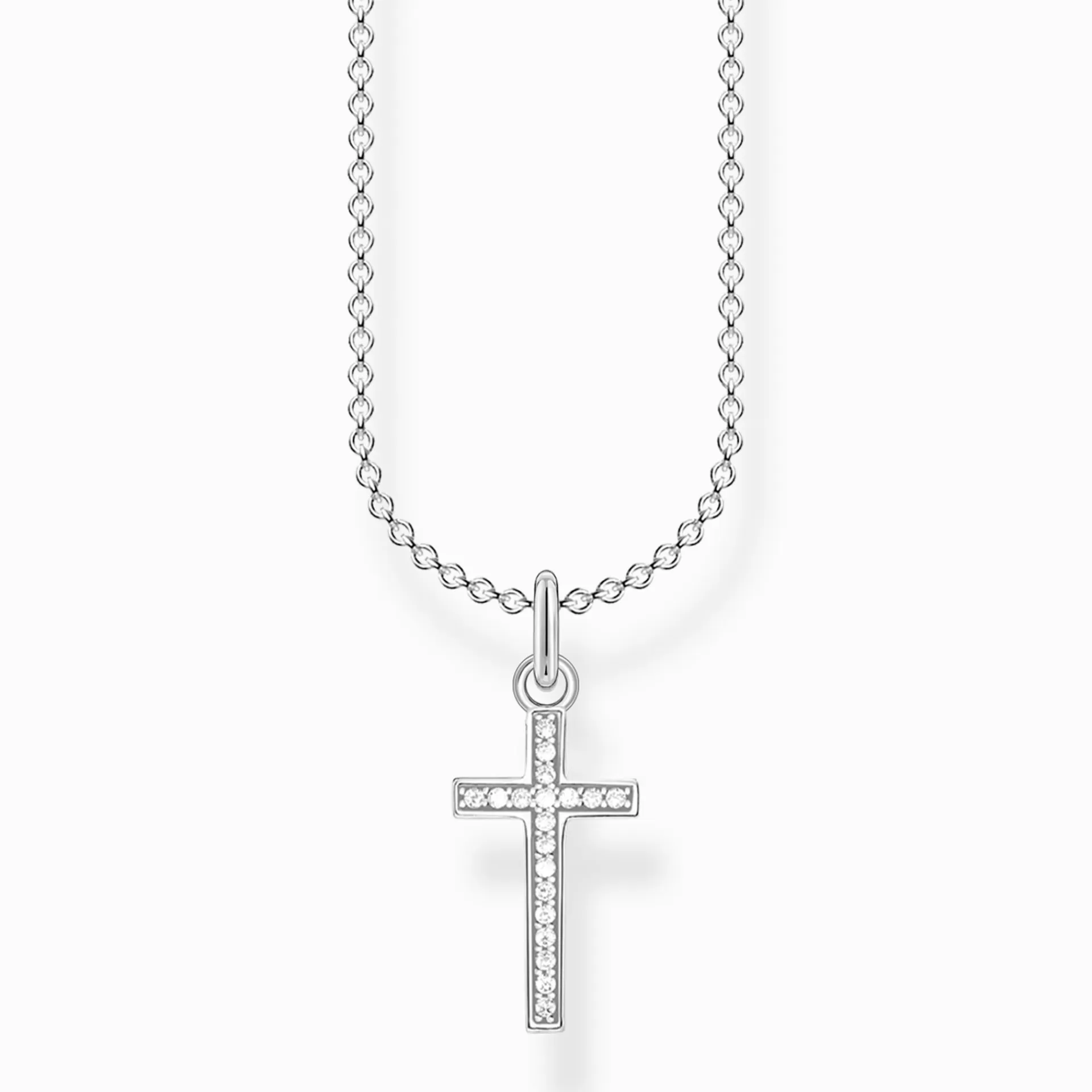 THOMAS SABO Halsband | Återvunnet 925 silver<HALSBAND KORS PAV&EACUTE; silverfargad, vit