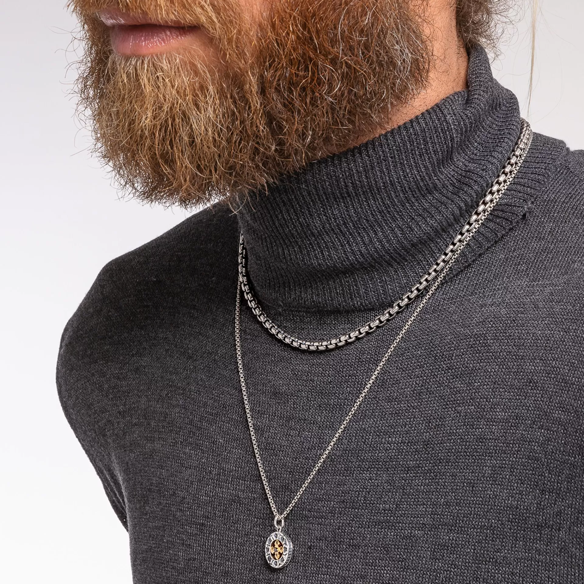 THOMAS SABO Halsband | Återvunnet 925 silver<HALSBAND KORS SVARTA STENAR GULD gult guldfargad, svart, silverfargad