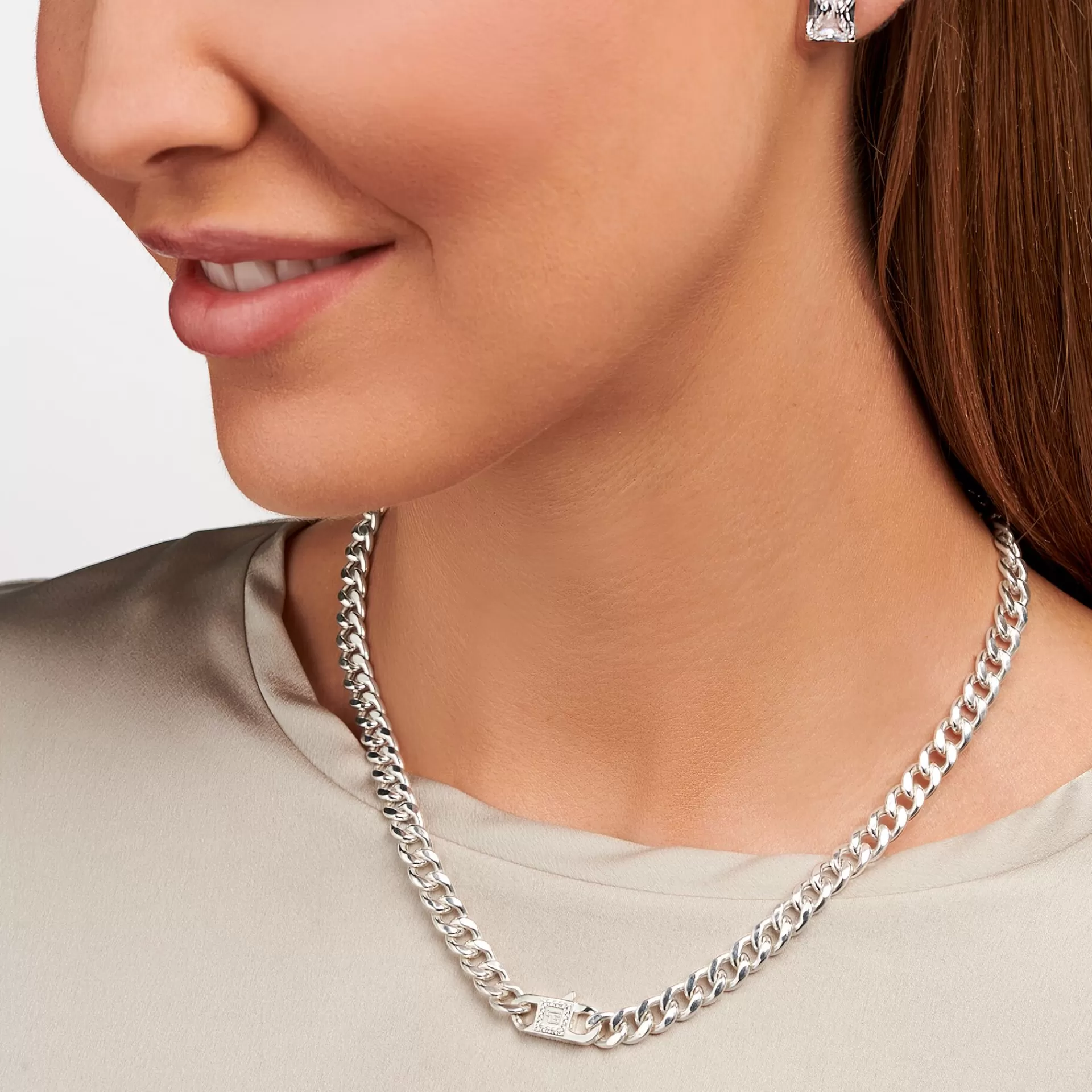 THOMAS SABO Halsband | Återvunnet 925 silver<HALSBAND L&AUML;NKAR SILVER silverfargad, vit