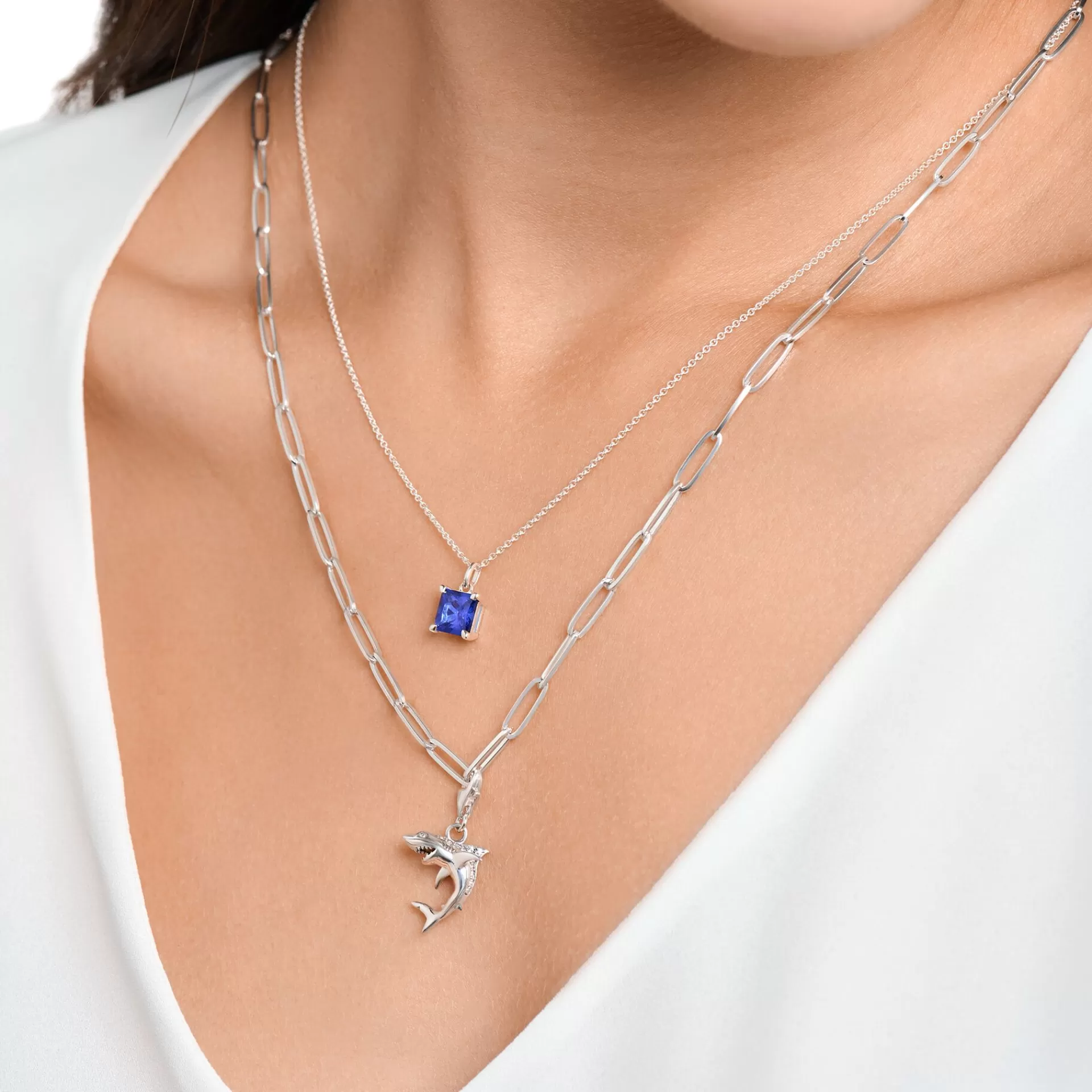 THOMAS SABO Halsband | Återvunnet 925 silver<HALSBAND MED BL&ARING; STEN SILVER silverfargad, mörkblå