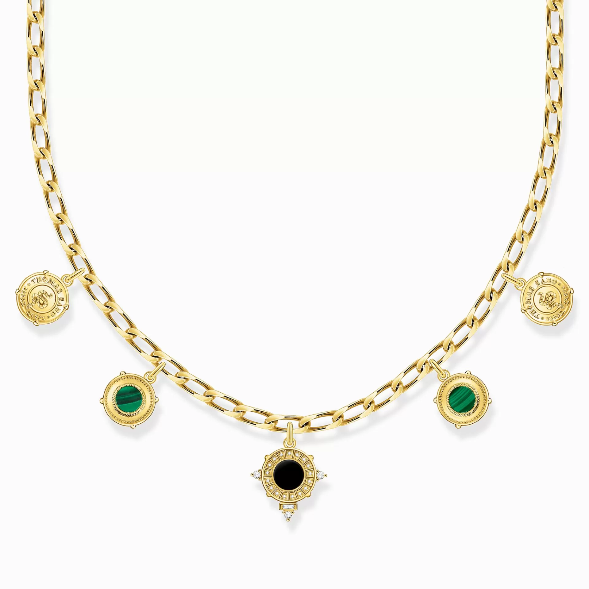 THOMAS SABO Halsband<HALSBAND MED BRICKA GULDPL&AUML;TERAD gult guldfargad, grön, vit, svart, röd
