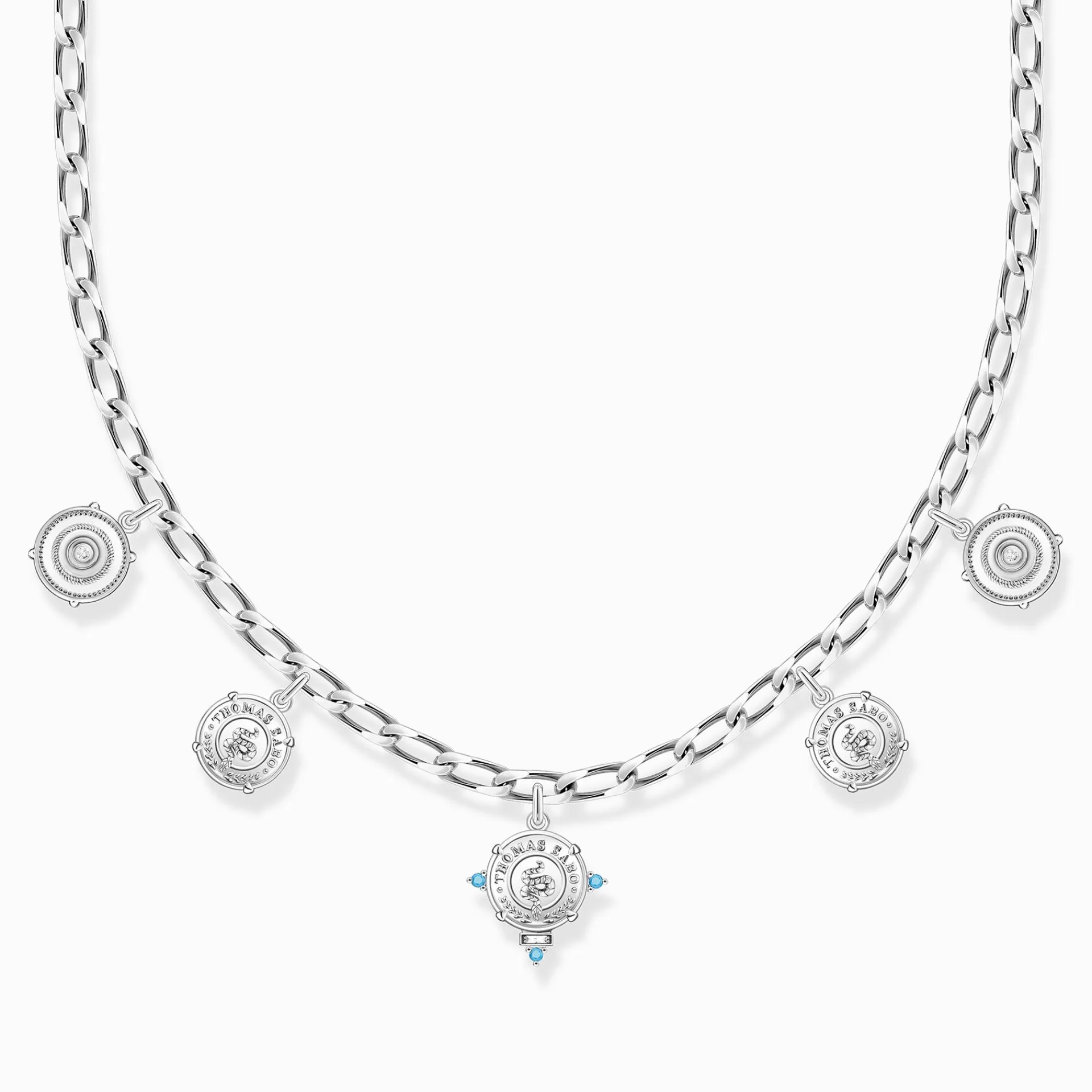 THOMAS SABO Halsband | Återvunnet 925 silver<HALSBAND MED BRICKA SILVER silverfargad, vit, turkos