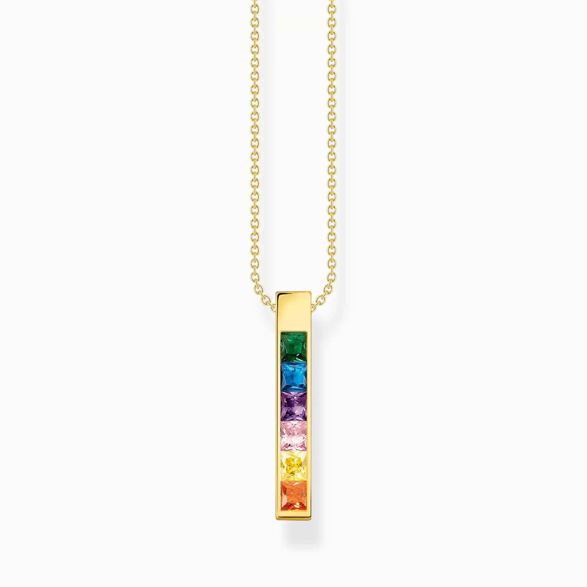 THOMAS SABO Halsband | Gravyr till henne<HALSBAND MED F&AUML;RGGLAD STENAR GULDPL&AUML;TERAD gult guldfargad, grön, blå, violett, rosa, guld, orange