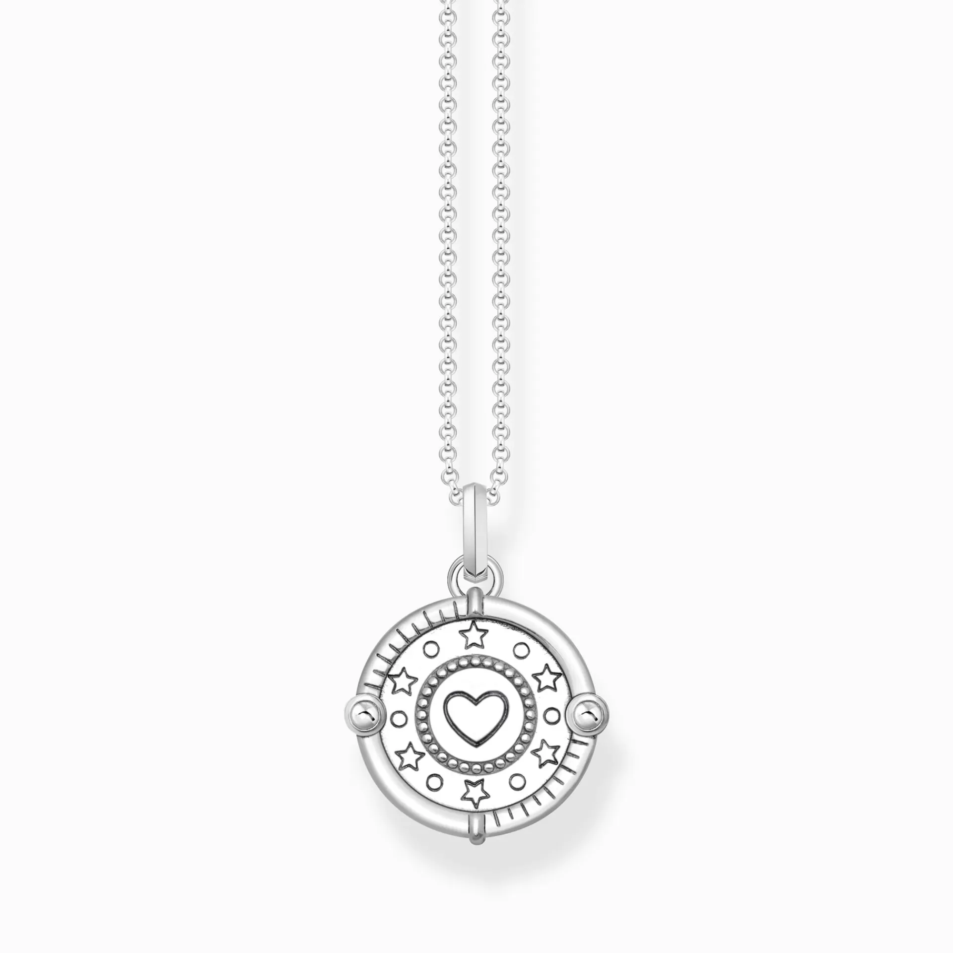 THOMAS SABO Halsband | Återvunnet 925 silver<HALSBAND MED ROSA H&AUML;NGSMYCKE OCH HJ&AUML;RTFORMAD STEN - SILVER silverfargad, vit, violett, röd, rosa