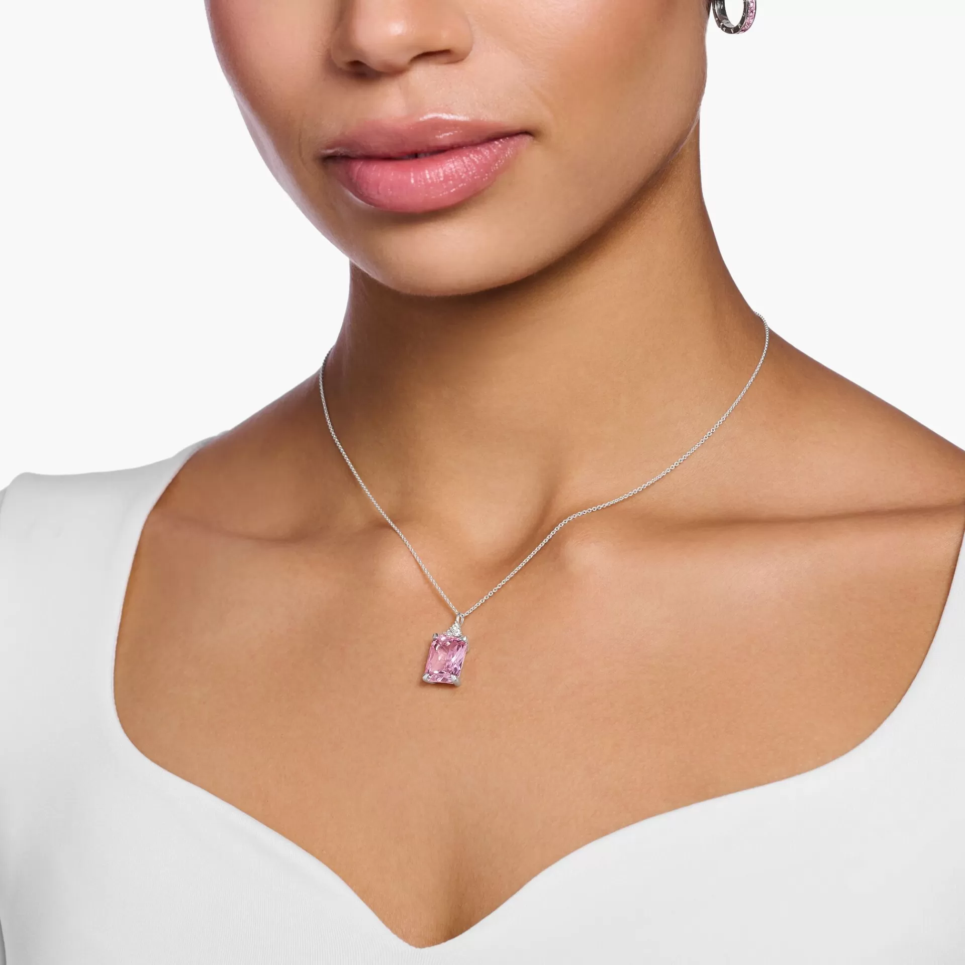 THOMAS SABO Halsband | Återvunnet 925 silver<HALSBAND MED ROSA OCH VITA STENAR SILVER silverfargad, vit, rosa
