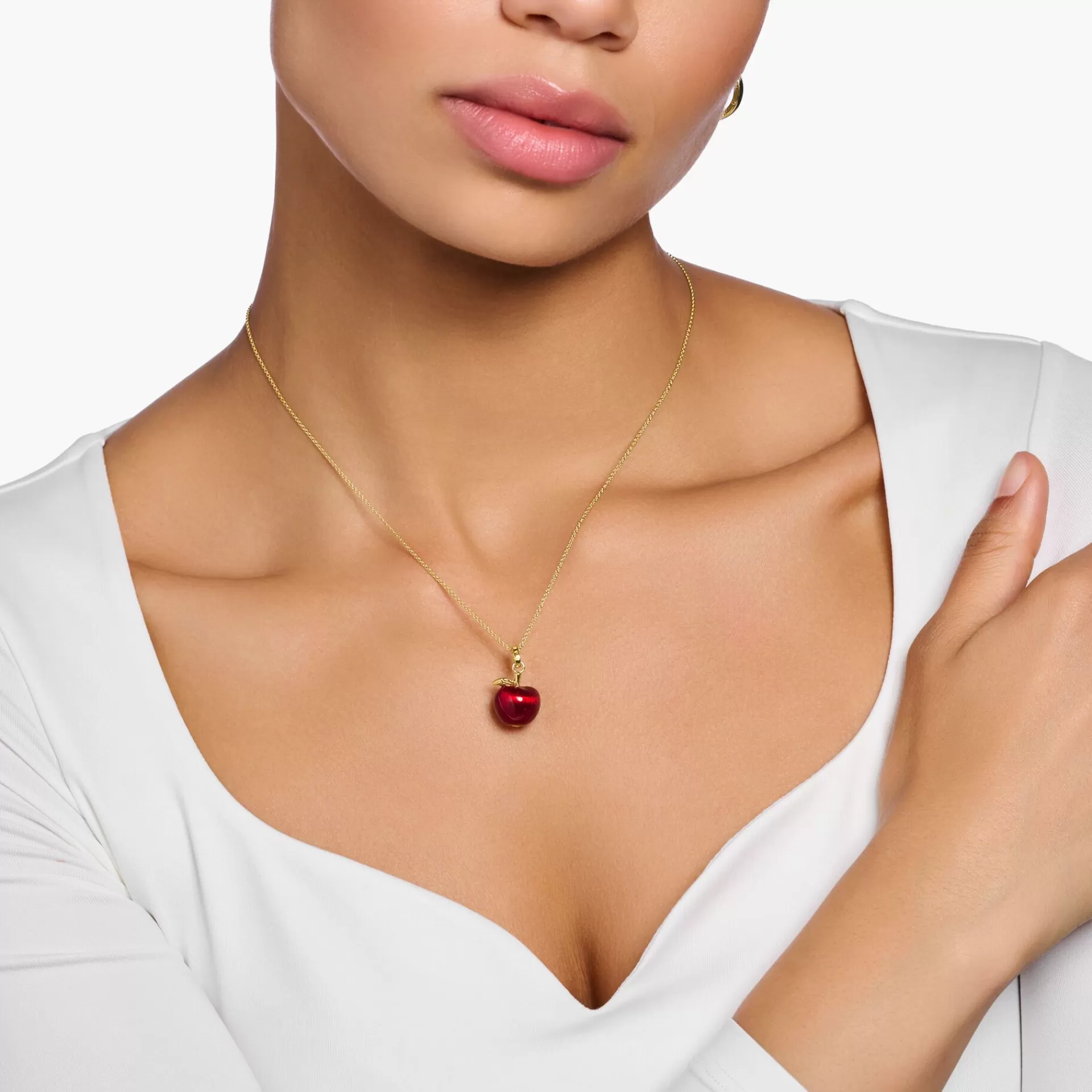 THOMAS SABO Halsband | Återvunnet 925 silver<HALSBAND MED R&OUML;TT &AUML;PPLE GULDPL&AUML;TERAD gult guldfargad, vit, röd
