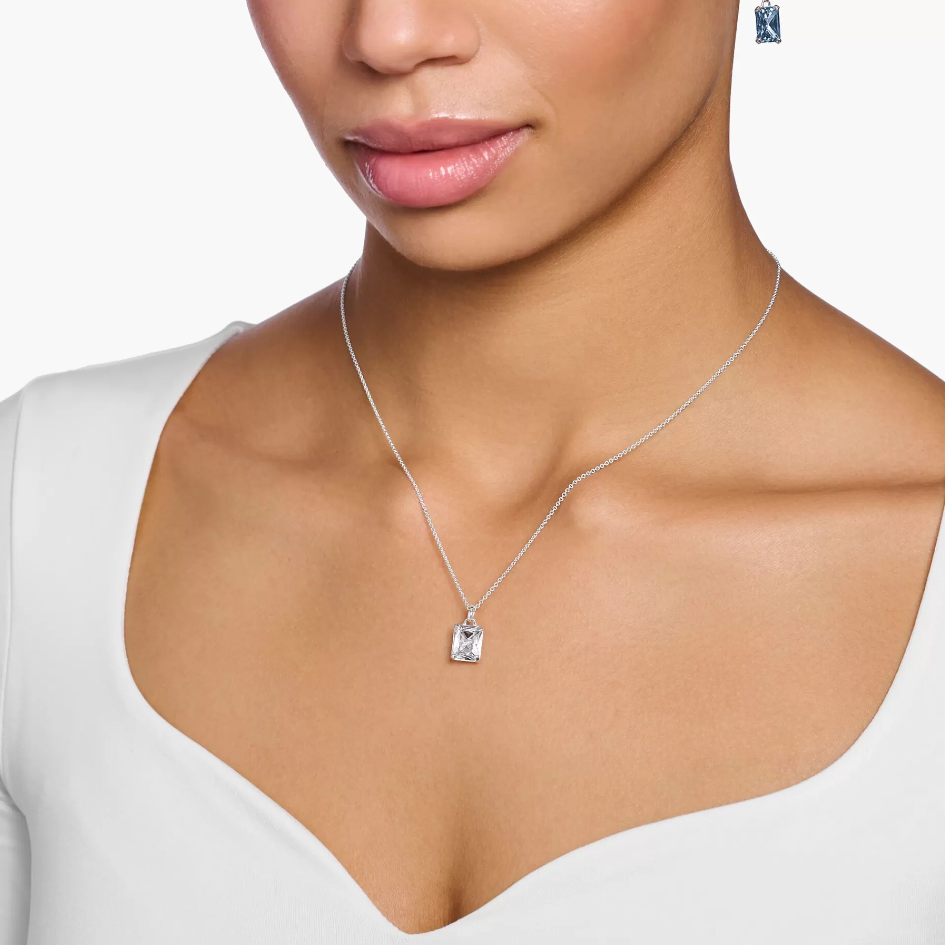 THOMAS SABO Halsband | Återvunnet 925 silver<HALSBAND MED VITA STEN SILVER silverfargad, vit