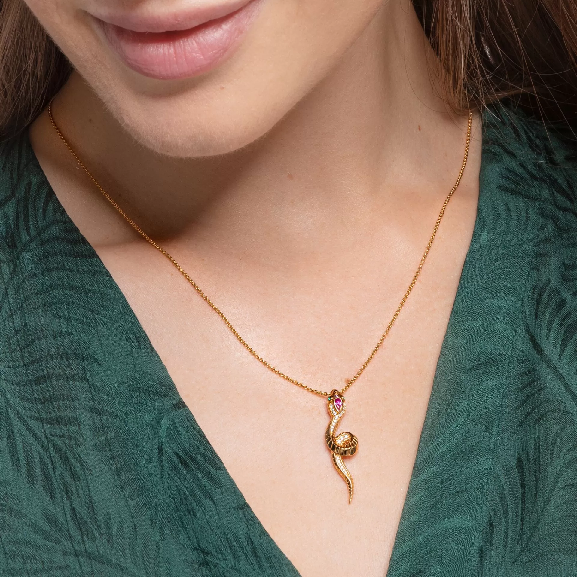 THOMAS SABO Halsband | 18K plätering<HALSBAND ORM GULD grön, gult guldfargad, vit, röd, violett