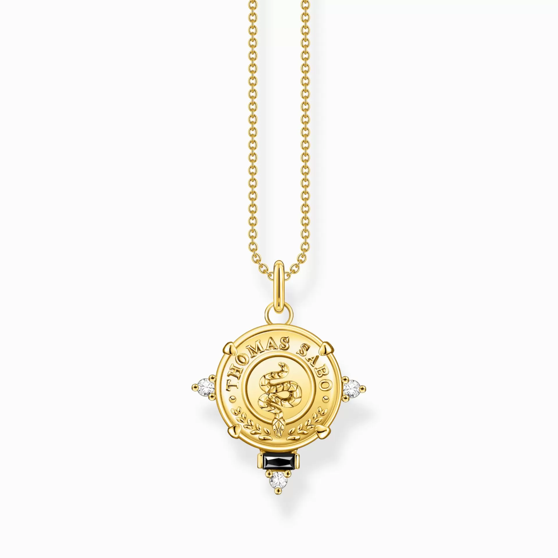 THOMAS SABO Halsband<HALSBAND ORM MED GR&OUML;N MALAKIT GULDPL&AUML;TERAD gult guldfargad, grön, vit, svart