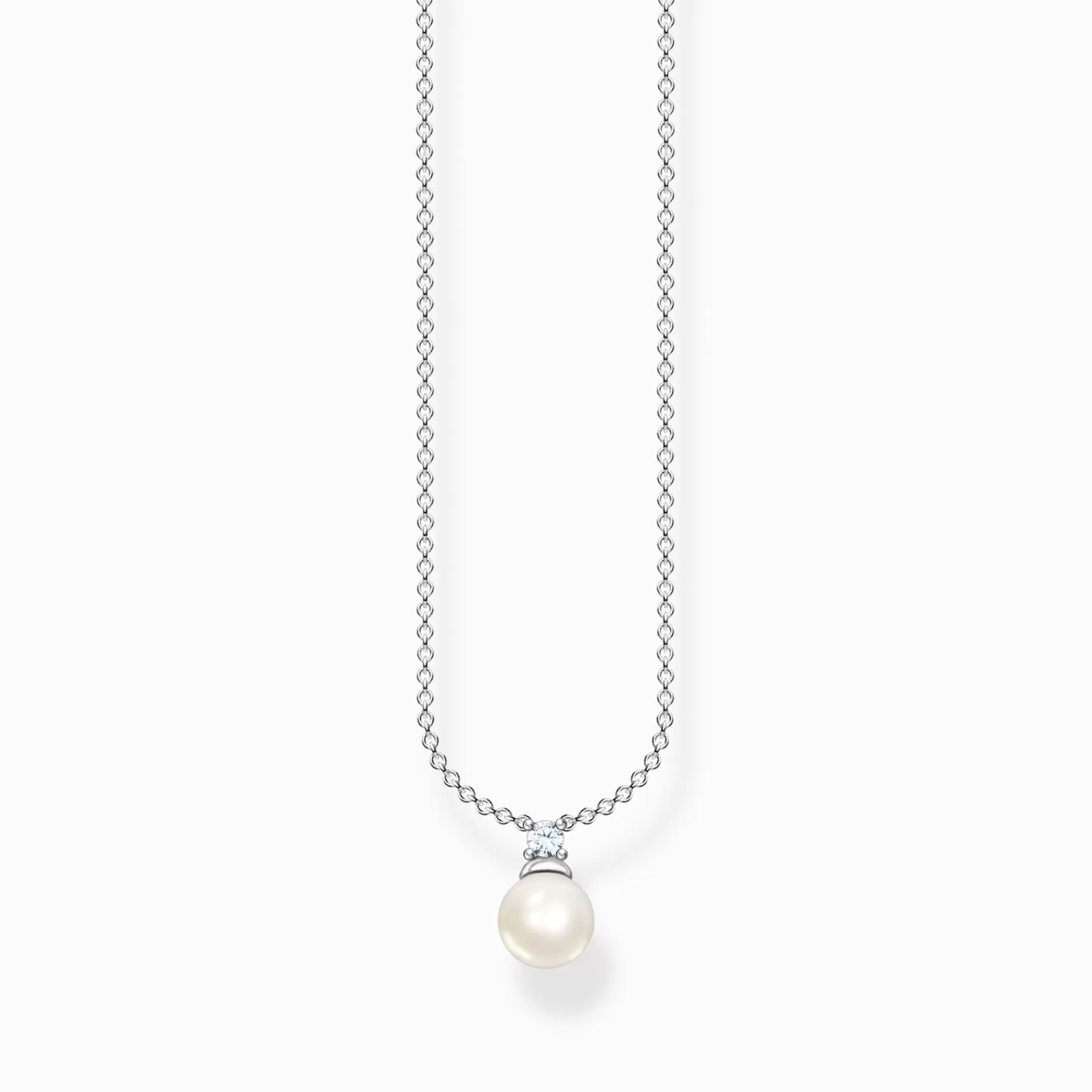 THOMAS SABO Halsband | Återvunnet 925 silver<HALSBAND P&AUML;RL SILVER silverfargad, vit