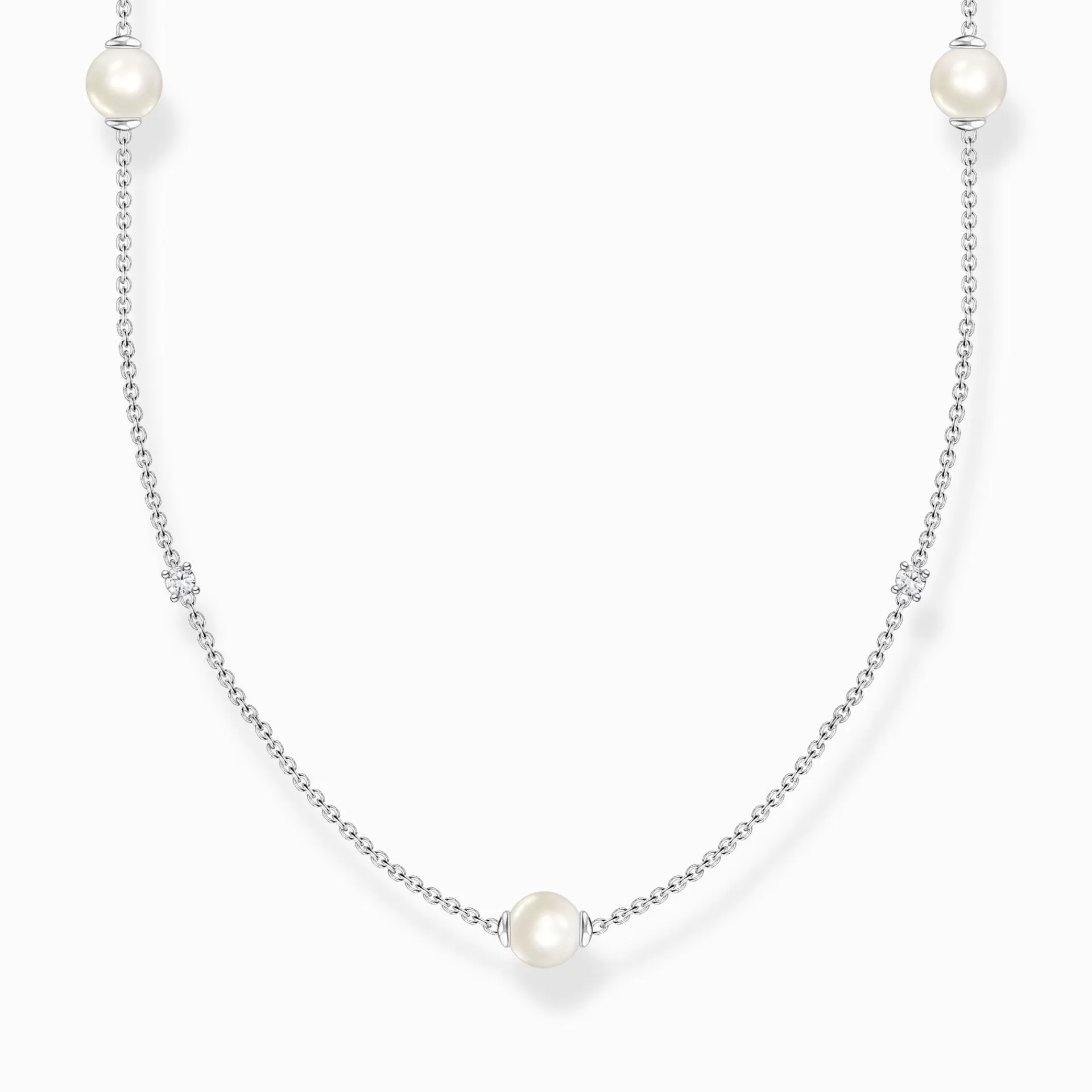 THOMAS SABO Halsband | Återvunnet 925 silver<HALSBAND P&AUML;RLOR MED VITA STENAR SILVER silverfargad, vit