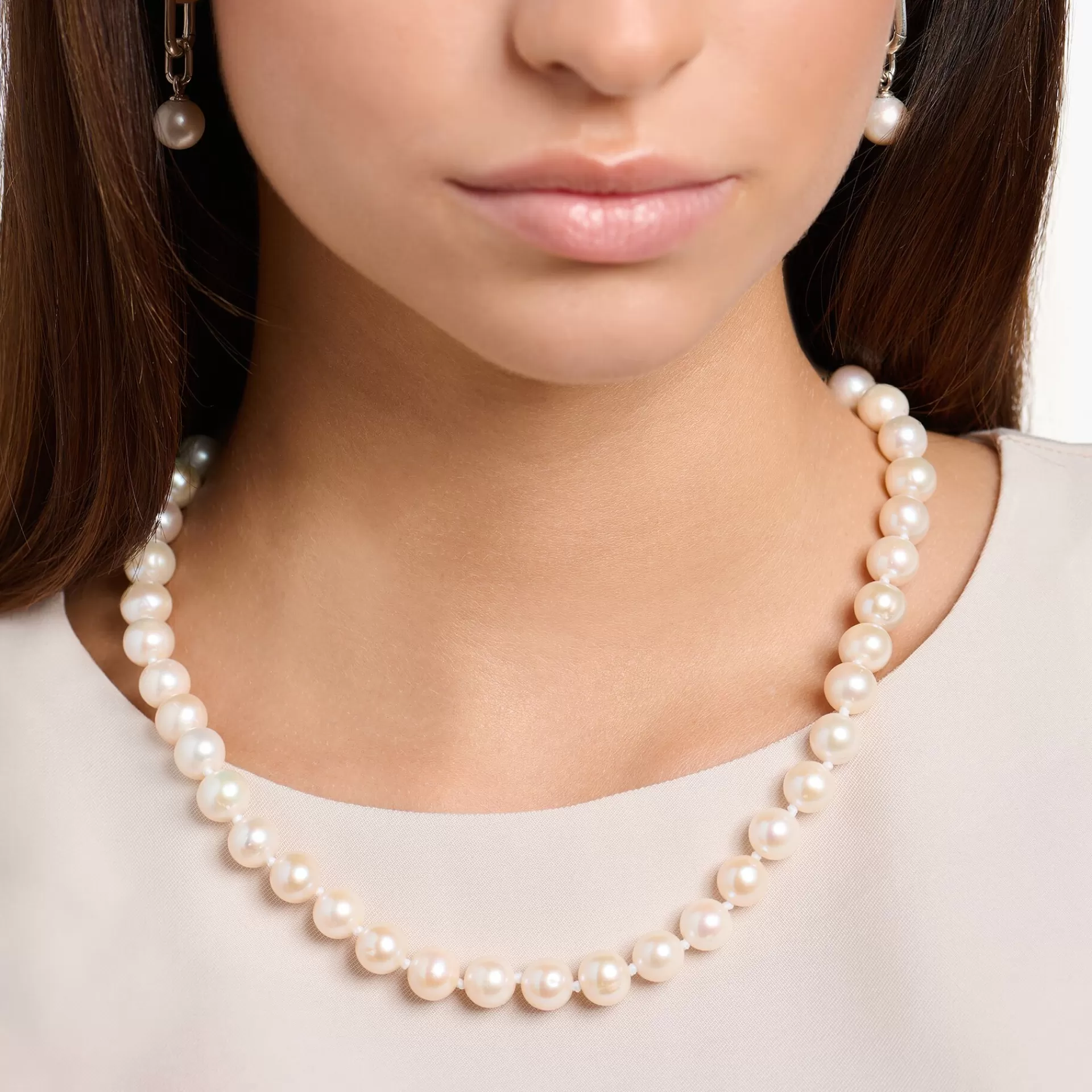 THOMAS SABO Halsband | Återvunnet 925 silver<HALSBAND P&AUML;RLOR SILVER silverfargad, vit