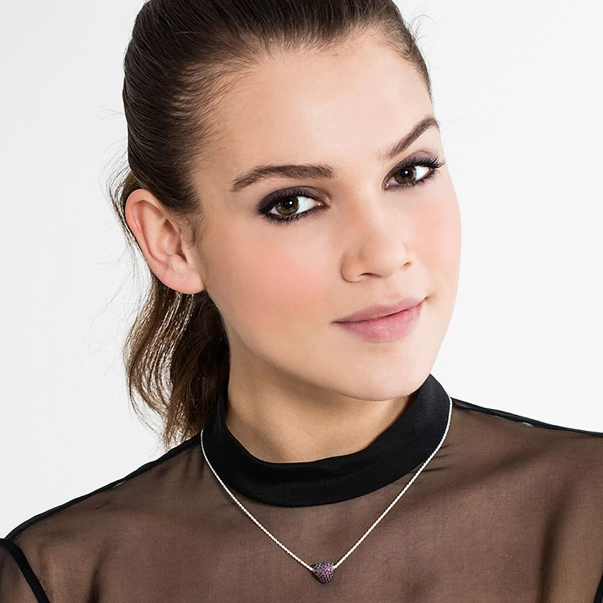 THOMAS SABO Halsband | Återvunnet 925 silver<HALSBAND R&OUML;TT PAV&EACUTE;HJ&AUML;RTA röd, silverfargad