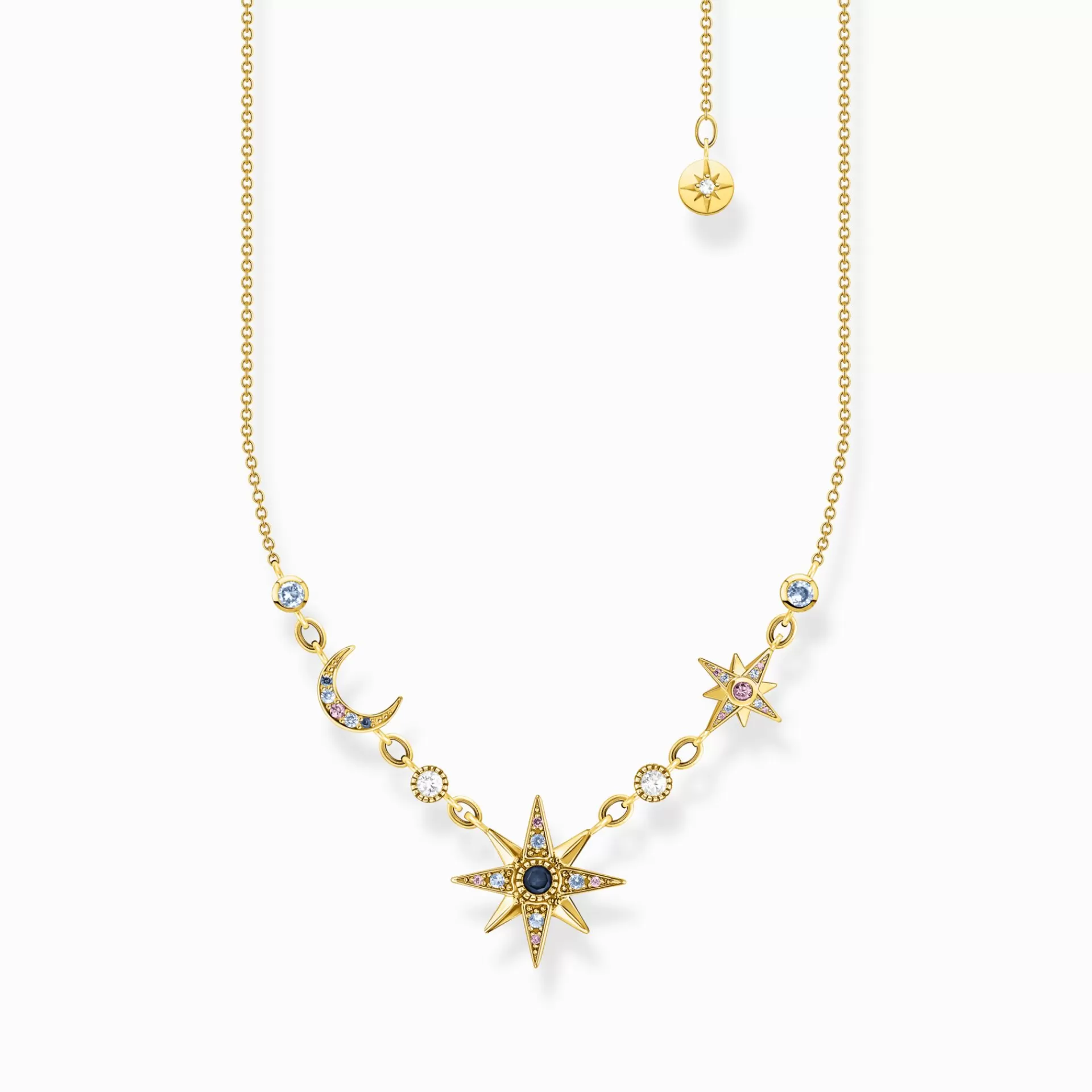 THOMAS SABO Halsband | 18K plätering<HALSBAND ROYALTY STJ&AUML;RNA  M&ARING;NE GULD gult guldfargad, vit, mörkblå, ljusblå, violett