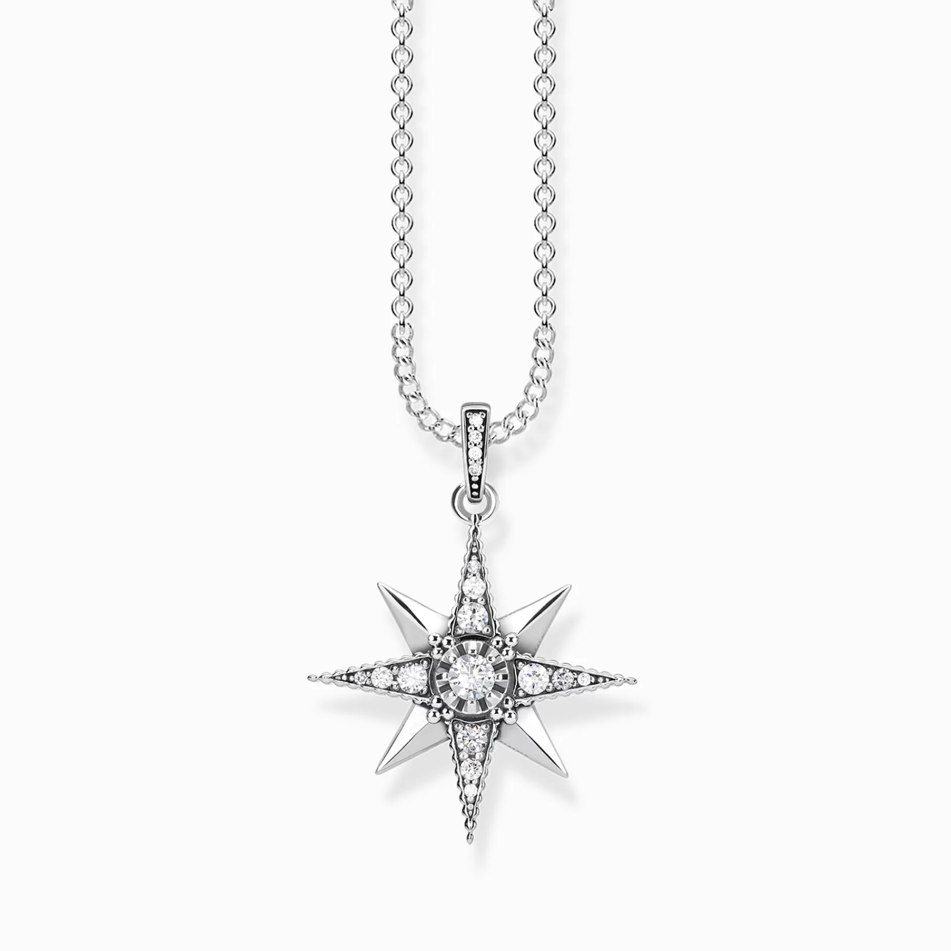 THOMAS SABO Halsband | Återvunnet 925 silver<HALSBAND ROYALTY STJ&AUML;RNA VIT silverfargad, vit