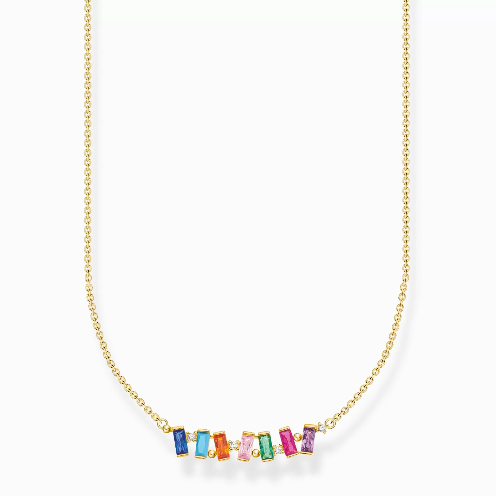 THOMAS SABO Halsband | 18K plätering<HALSBAND STENAR I F&AUML;RG GULD gult guldfargad, blå, orange, röd, violett, grön, vit, rosa, turkos