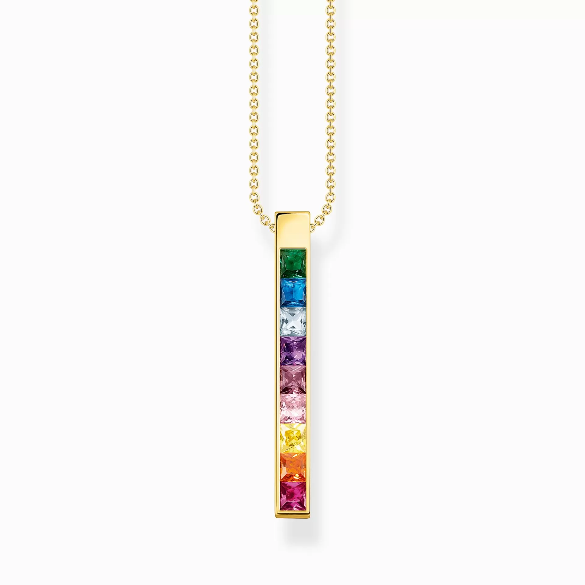 THOMAS SABO Halsband | Gravyr till henne<HALSBAND STENAR I F&AUML;RG GULD gult guldfargad, grön, ljusblå, violett, rosa, guld, orange, röd, mörkblå