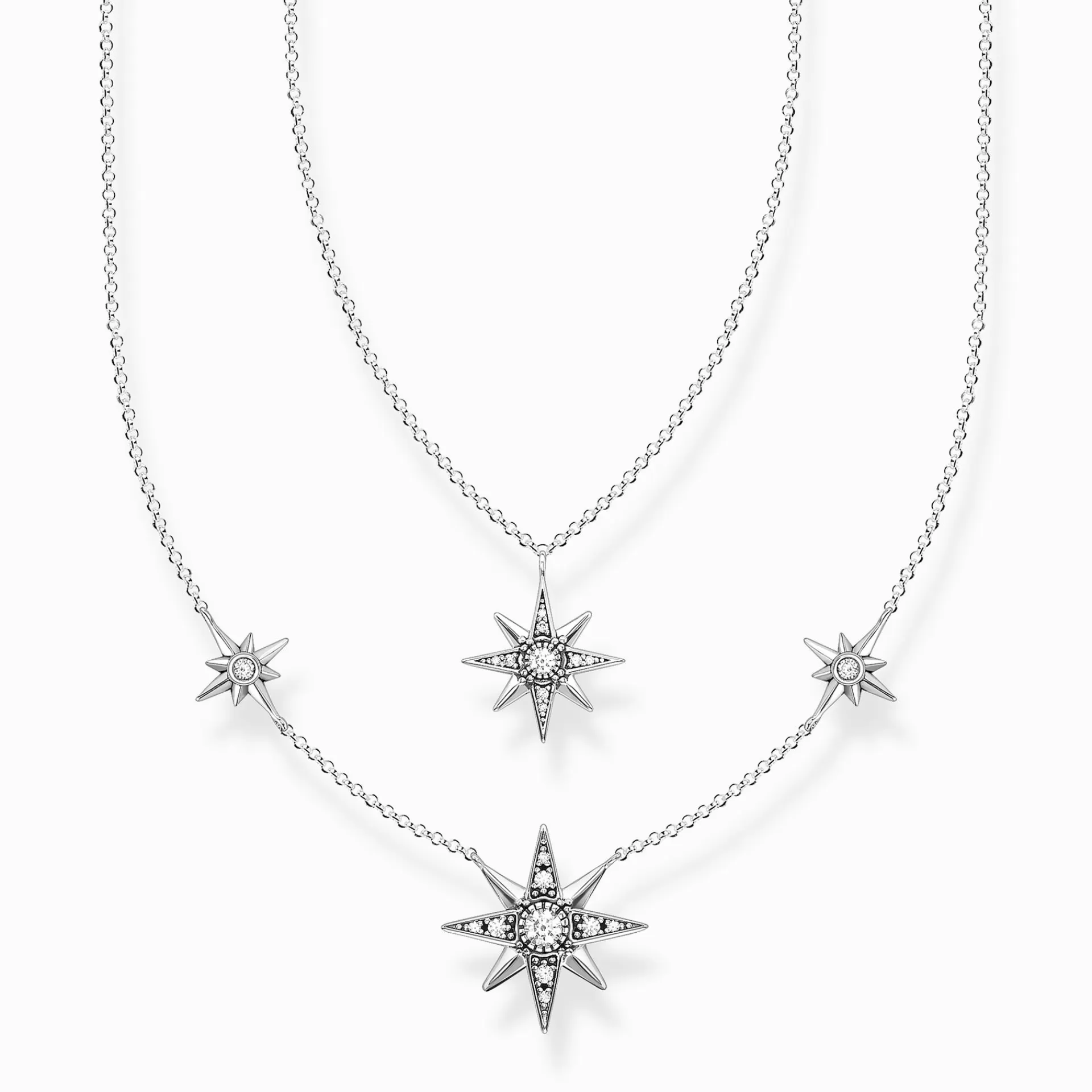 THOMAS SABO Halsband | Återvunnet 925 silver<HALSBAND STJ&AUML;RNA silverfargad, vit