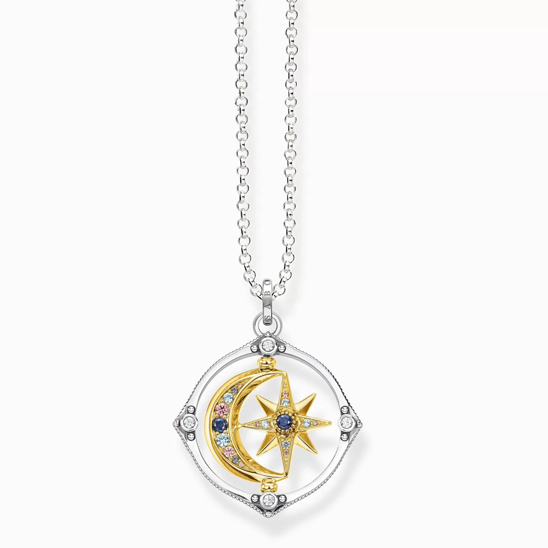 THOMAS SABO Halsband | Återvunnet 925 silver<HALSBAND STJ&AUML;RNA  M&ARING;NE GULD silverfargad, blå, vit, gult guldfargad, röd