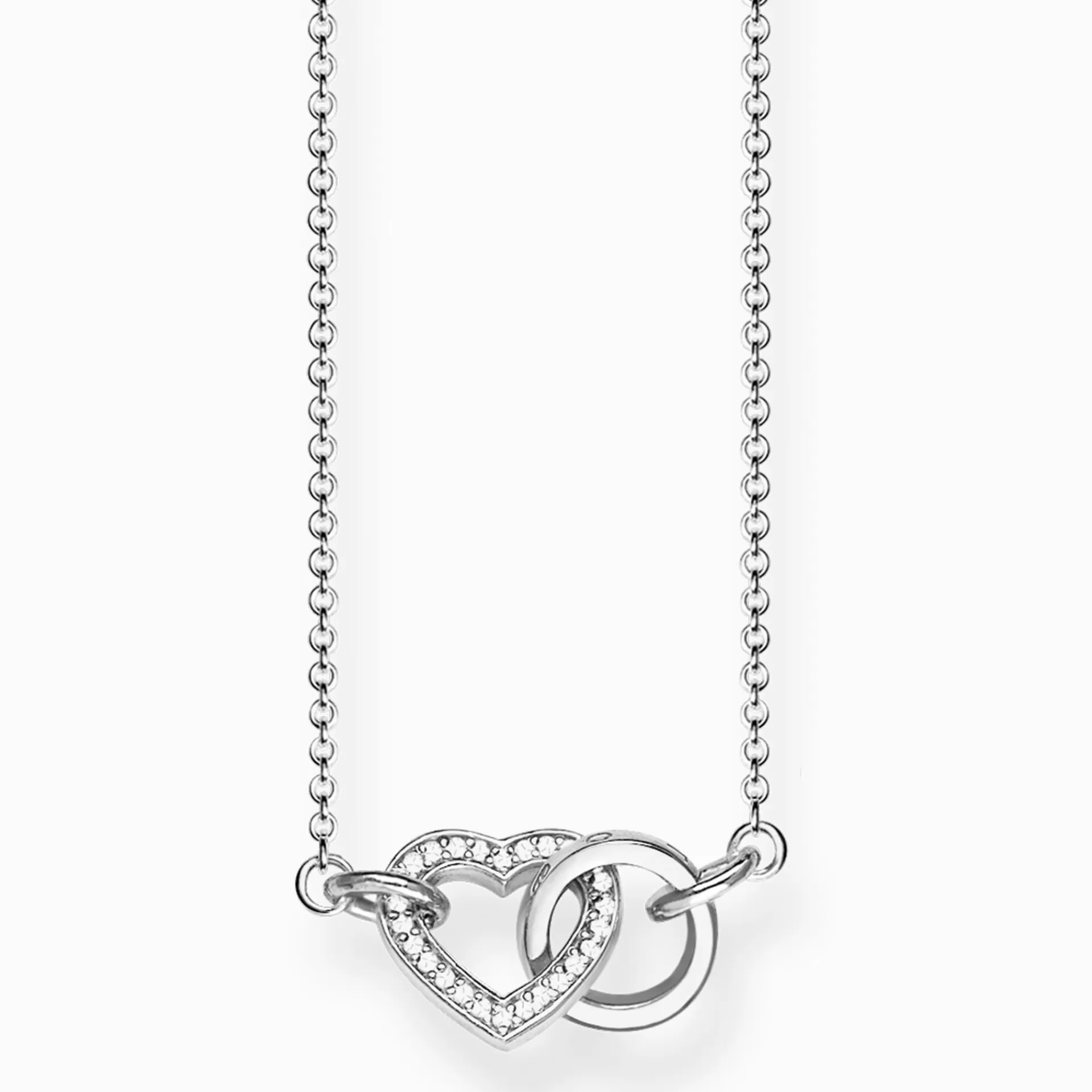 THOMAS SABO Halsband | Återvunnet 925 silver<HALSBAND TOGETHER HJ&AUML;RTA LITET silverfargad, vit
