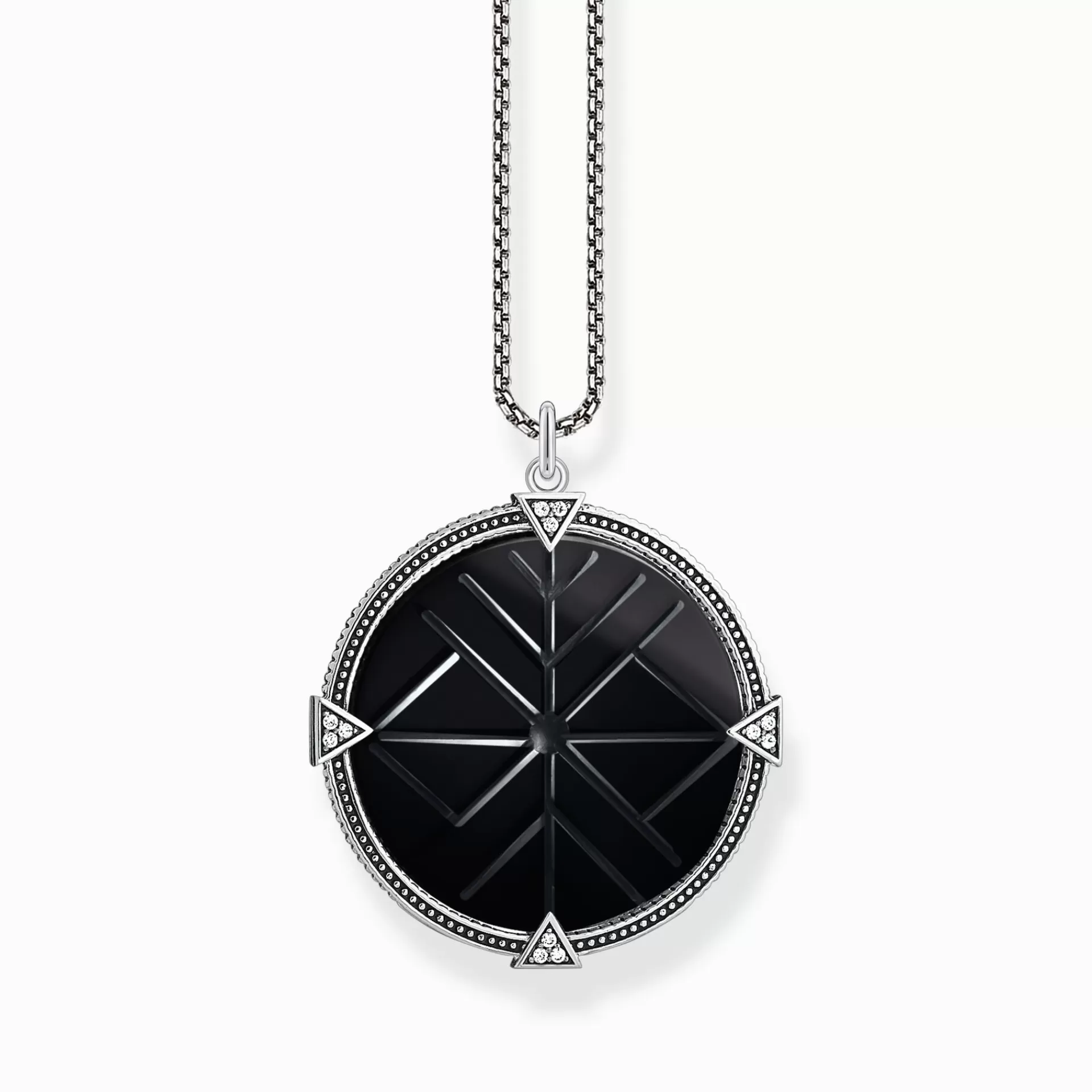 THOMAS SABO Halsband | Halskedjor<HALSBAND VINTAGE COIN SVART silverfargad, svart, vit