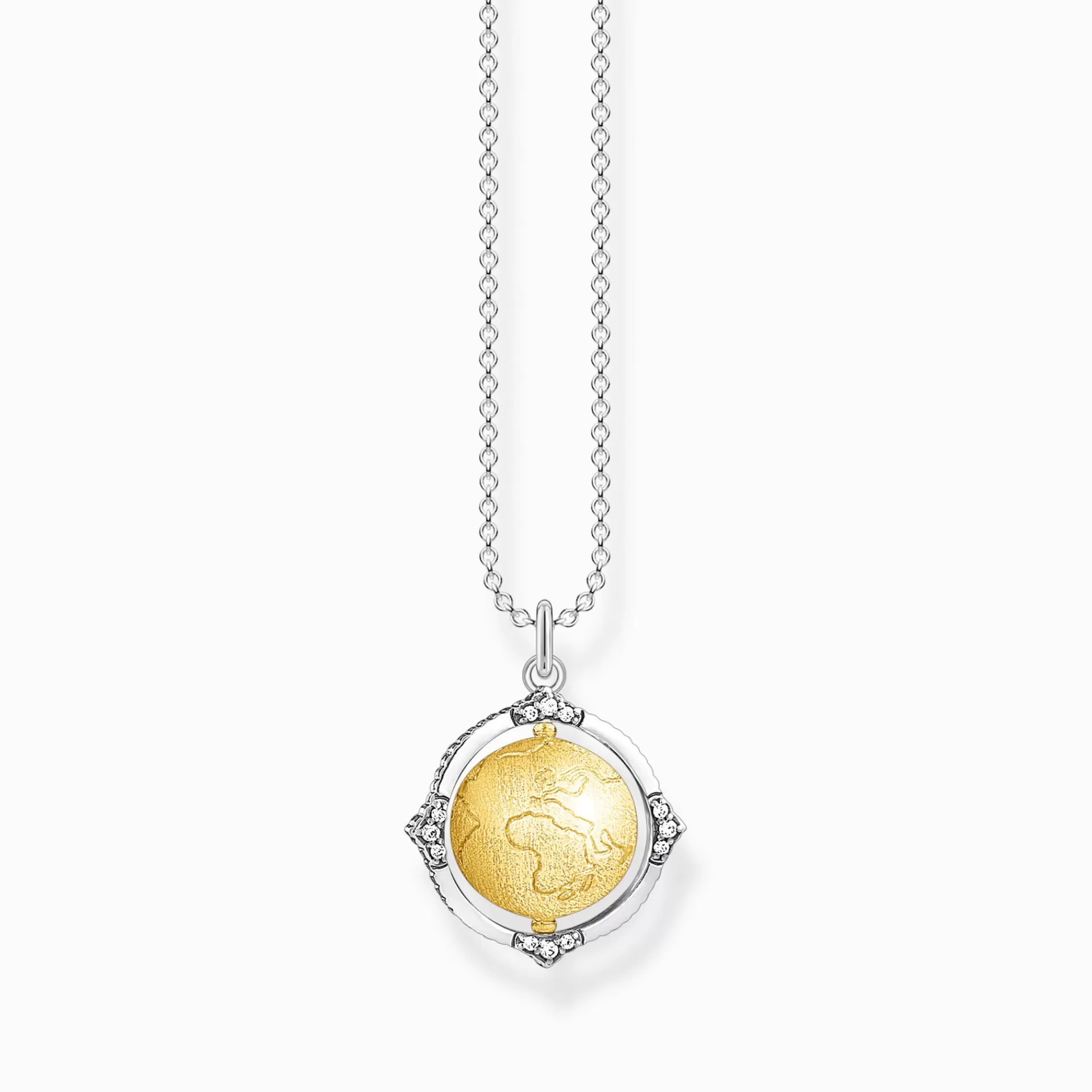 THOMAS SABO Halsband | Återvunnet 925 silver<HALSBAND VINTAGE JORDGLOB silverfargad, gult guldfargad, vit